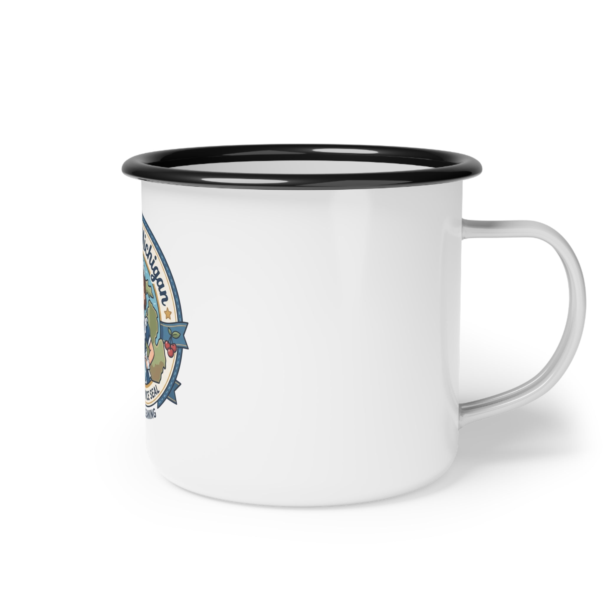 Maid in Michigan Enamel Camp Cup – Vintage Retro Housekeeping Coffee Mug