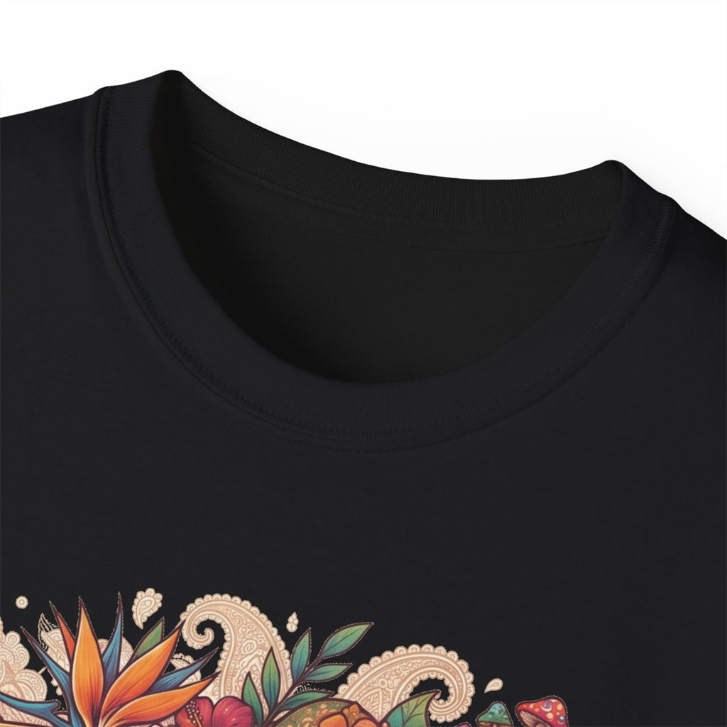 Floral Ukulele T-Shirt — Tropical Guitar & Hibiscus Flower Tee