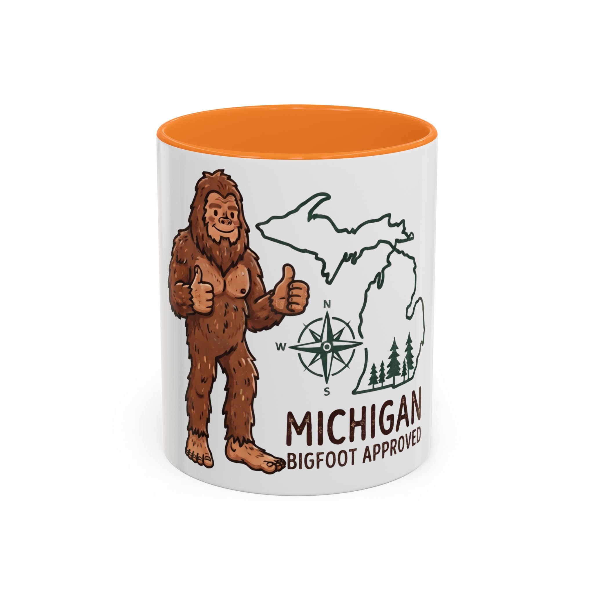 Michigan Bigfoot Approved Coffee Mug — Colorful 11oz/15oz Travel & Camping Gift