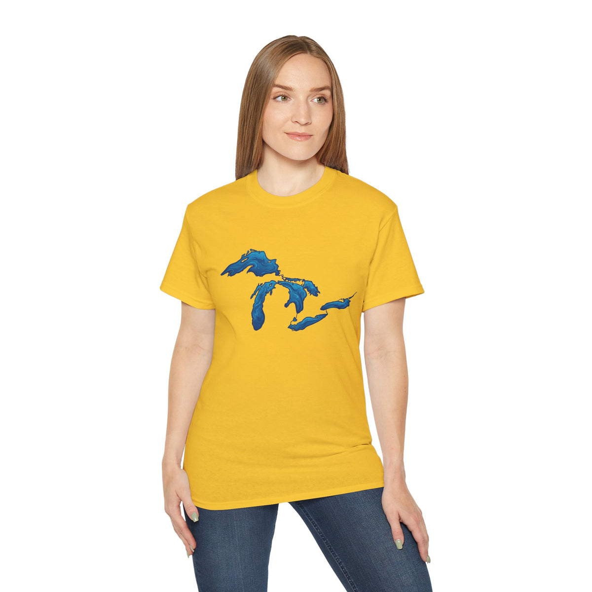 Great Lakes Map T-Shirt — Blue Michigan & Lakes Graphic Tee
