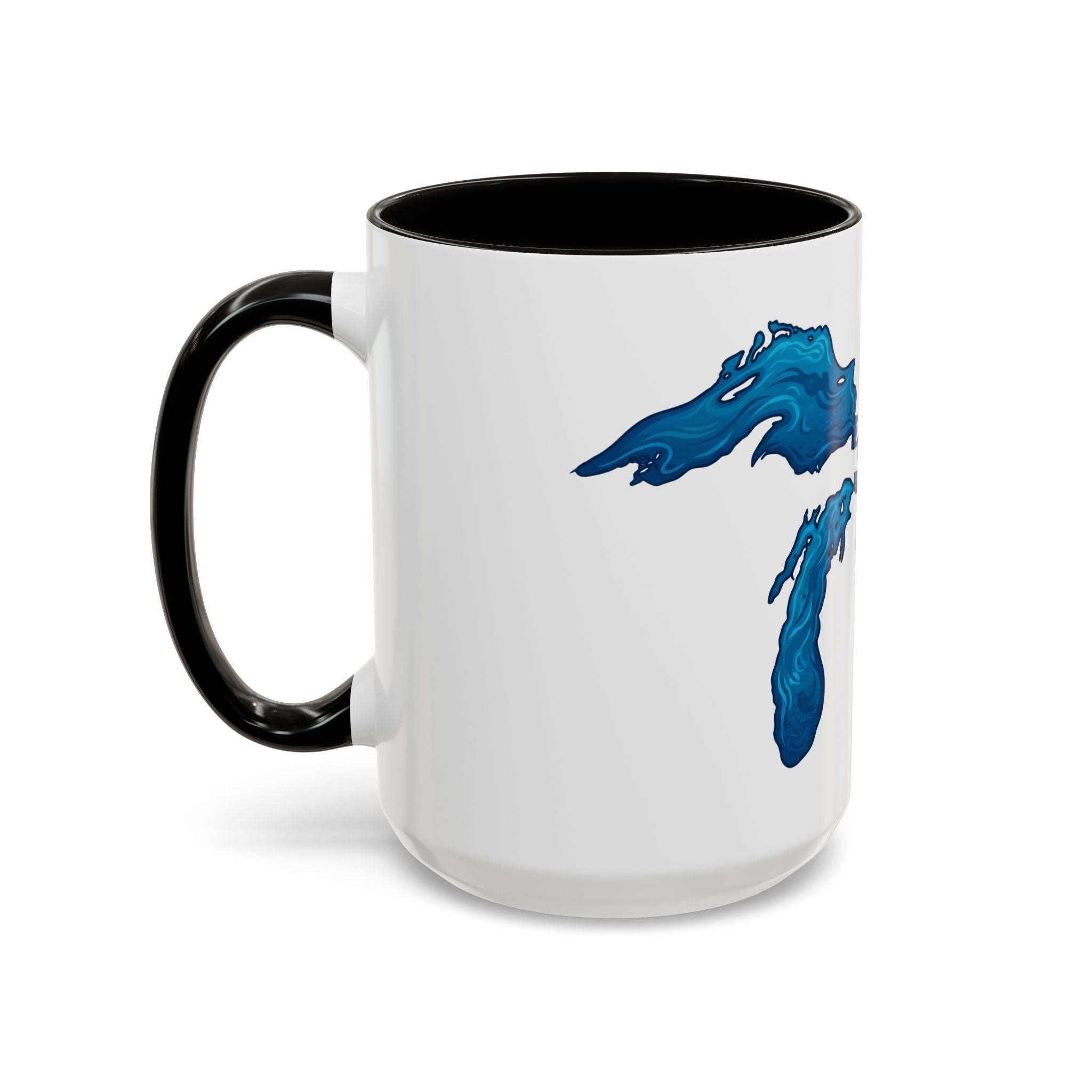 Great Lakes Blue Map Mug — Artistic Lake Michigan & Superior Coffee Cup (11oz/15oz)