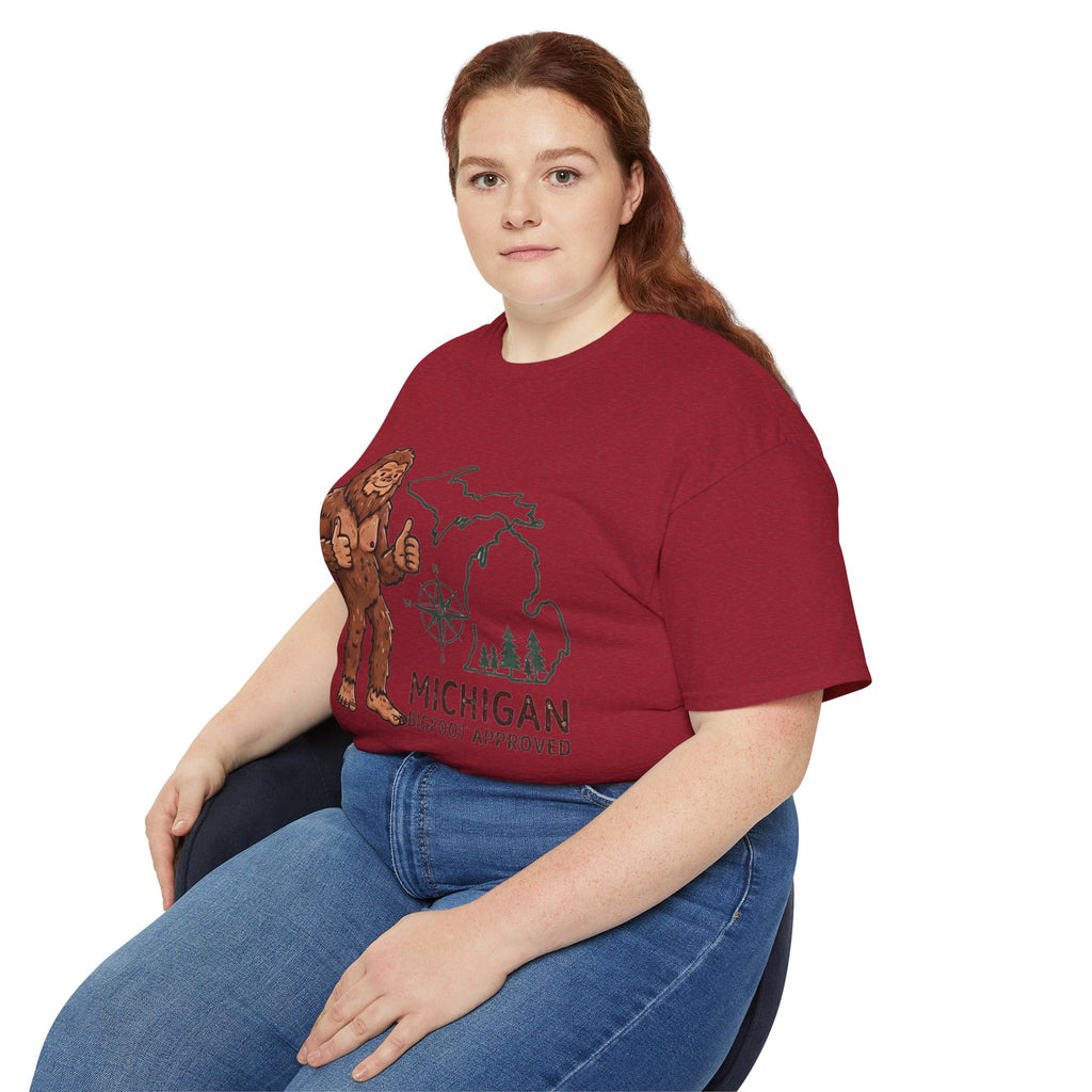 Michigan Bigfoot Approved T-Shirt — Vintage Sasquatch Thumb Up Tee