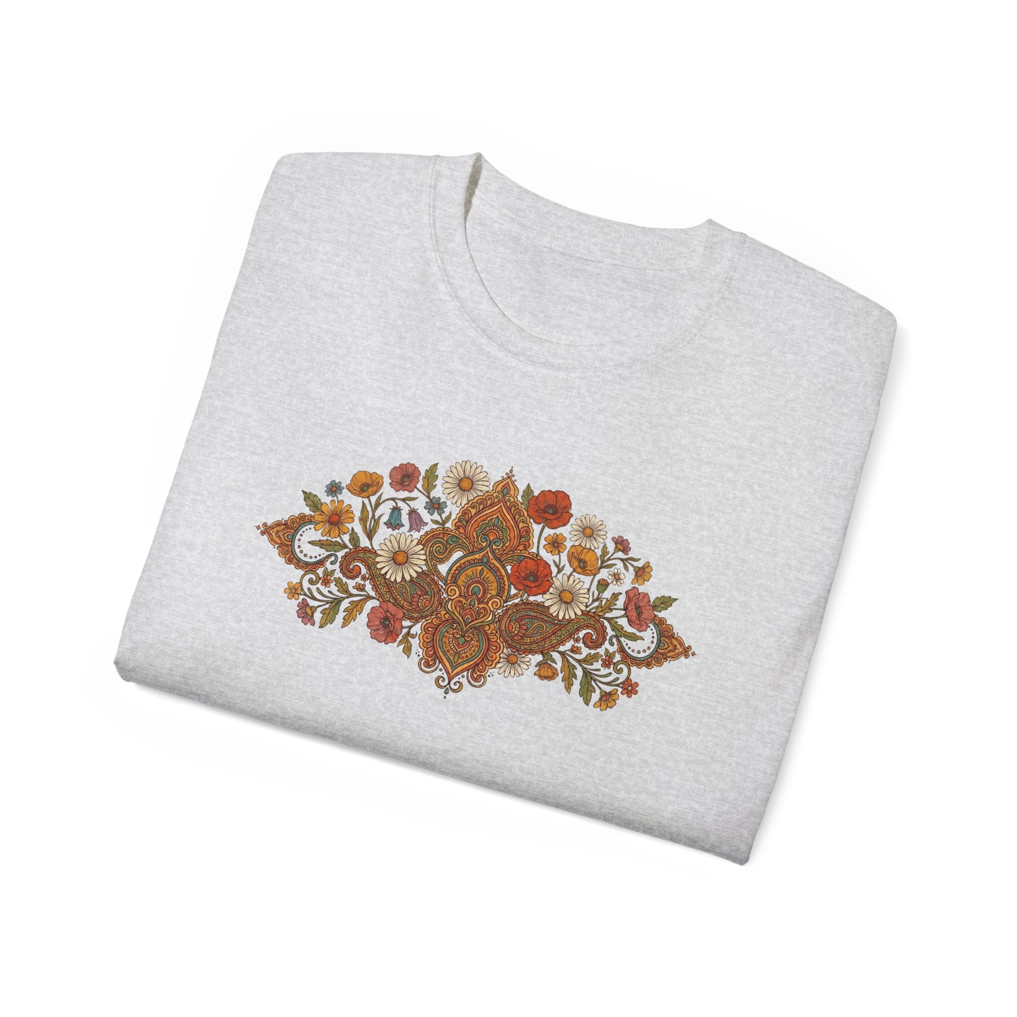 Retro Floral Tee — Vintage Brown Flower Bouquet Graphic