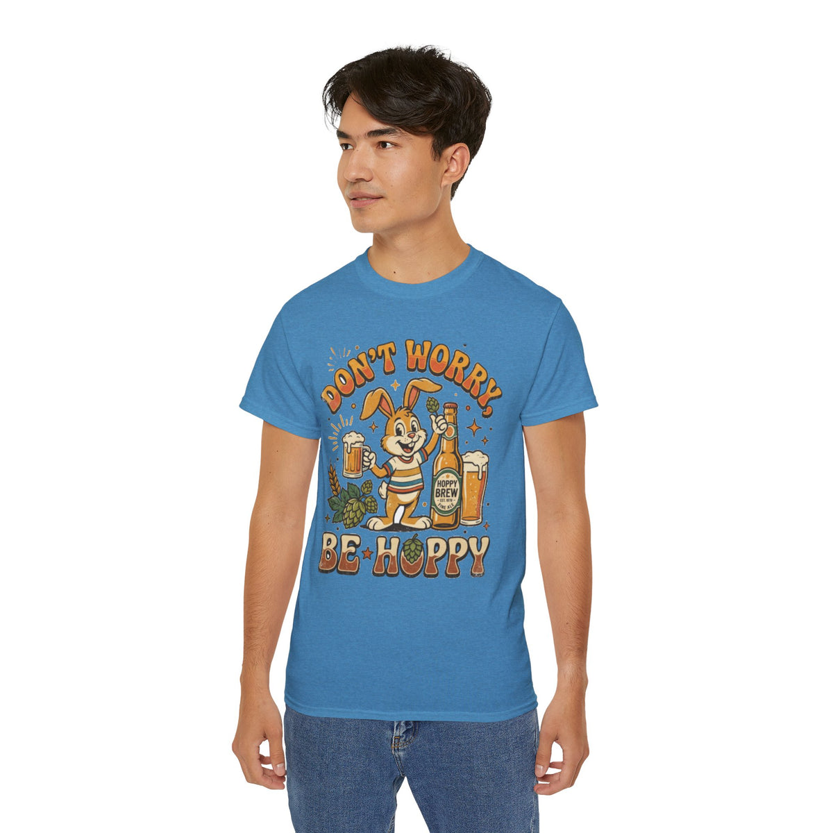 Be Hoppy Beer Bunny T-Shirt — Don’t Worry Be Hoppy Easter Brewery Tee