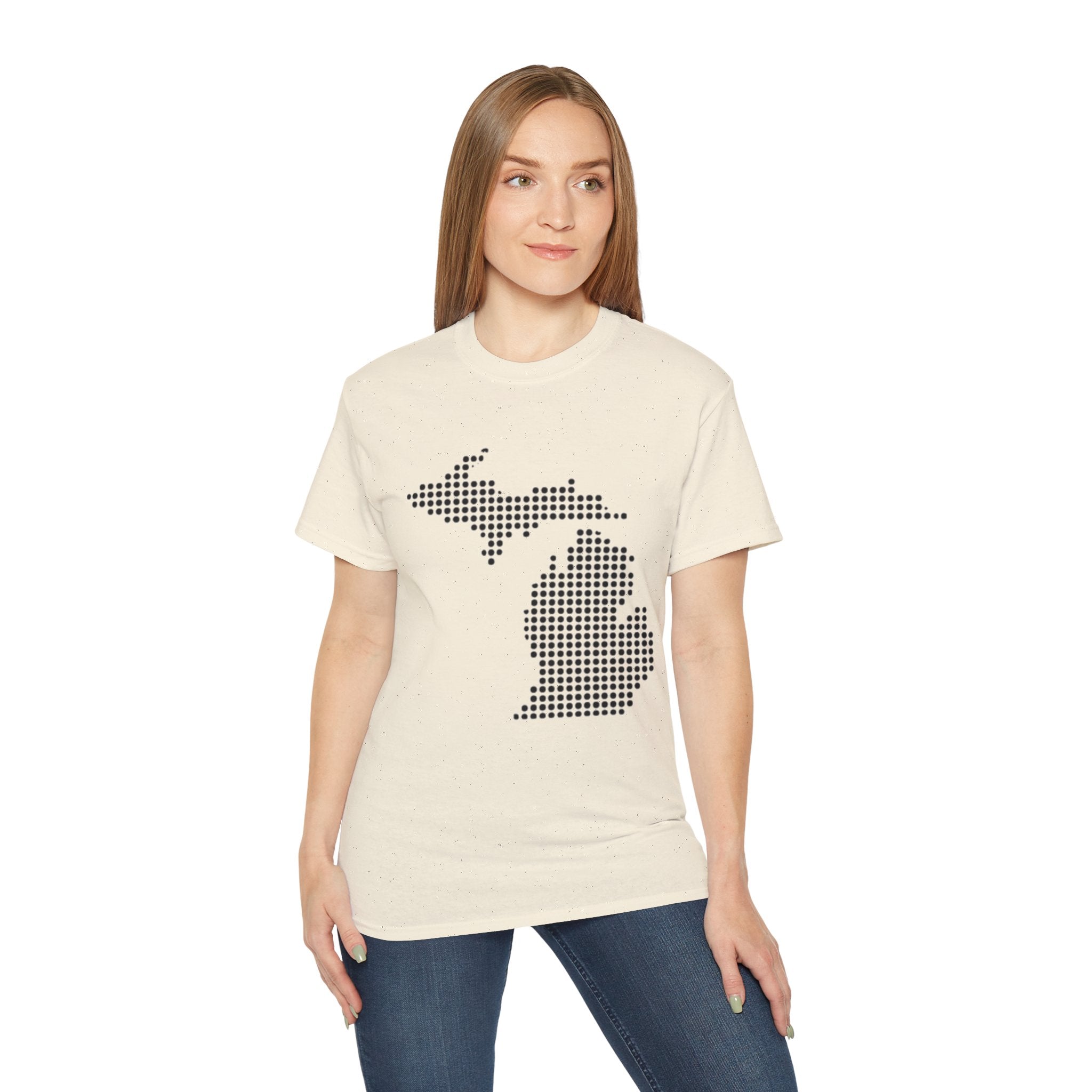 Michigan Dot Map T-Shirt — Minimal State Map Tee for Michiganders