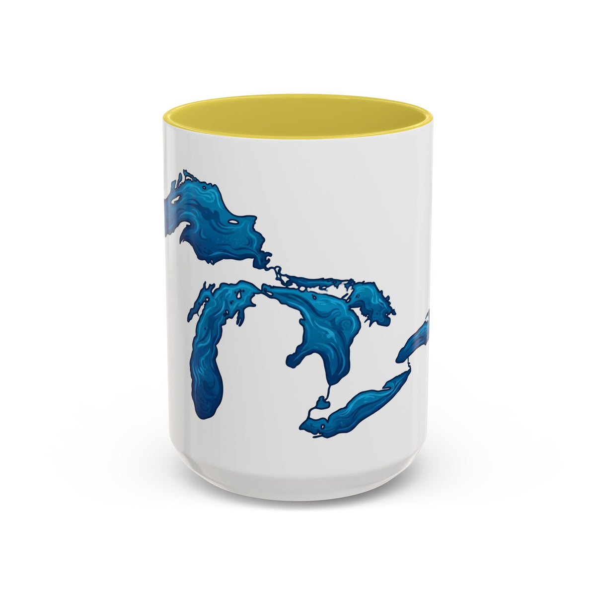 Great Lakes Blue Map Mug — Artistic Lake Michigan & Superior Coffee Cup (11oz/15oz)