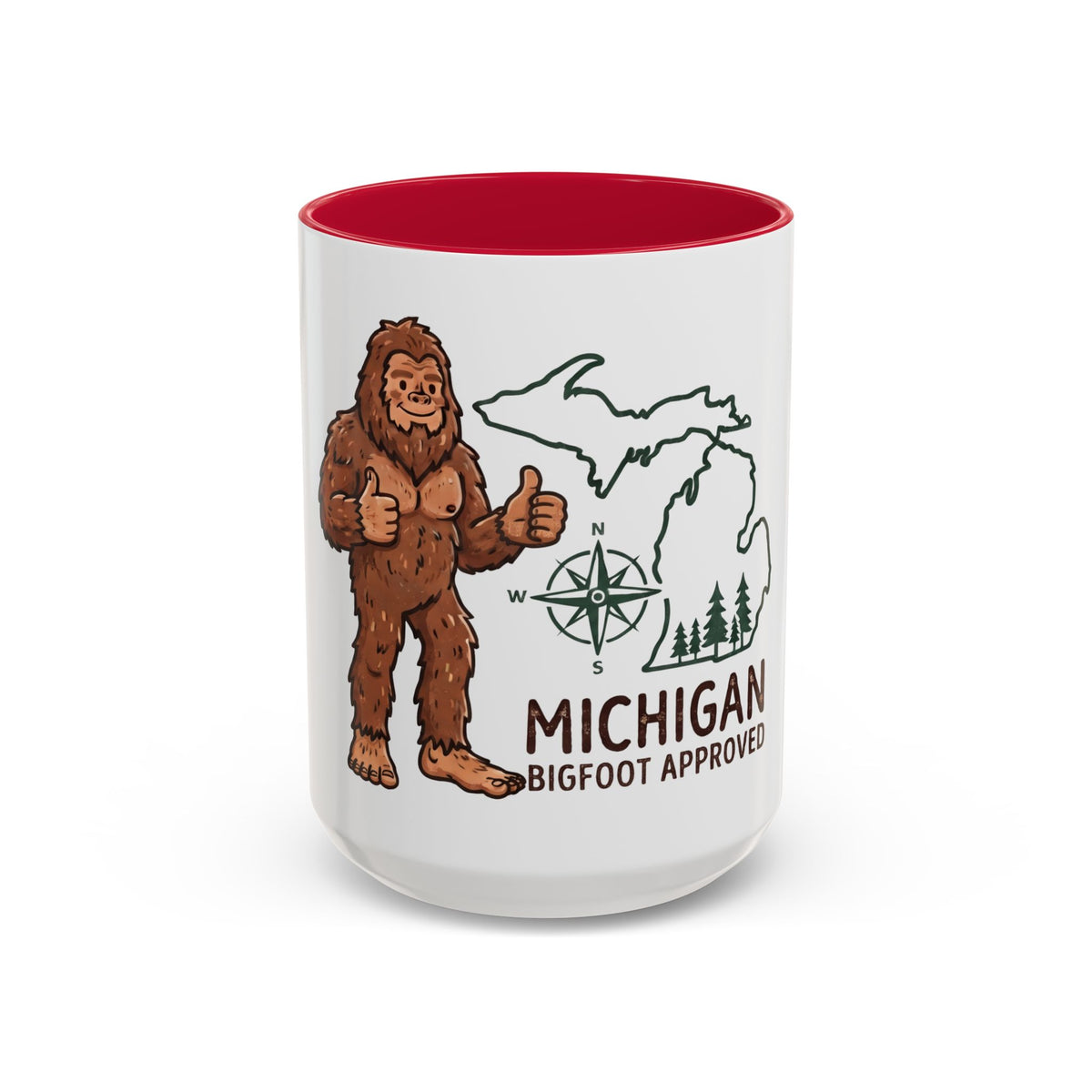 Michigan Bigfoot Approved Coffee Mug — Colorful 11oz/15oz Travel & Camping Gift