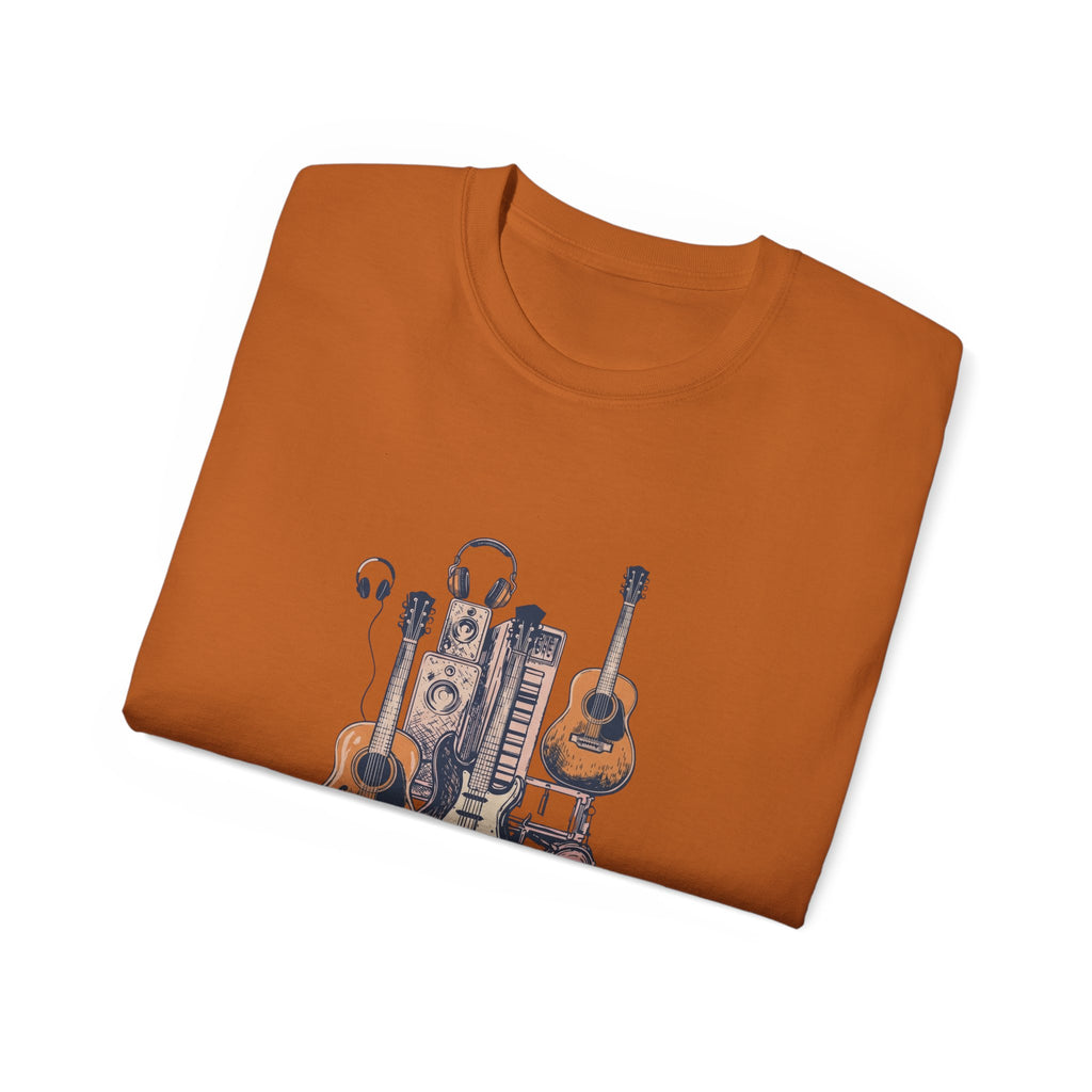 Acoustic Instrument Tee — Guitar, Ukulele & Headphones Graphic T-Shirt