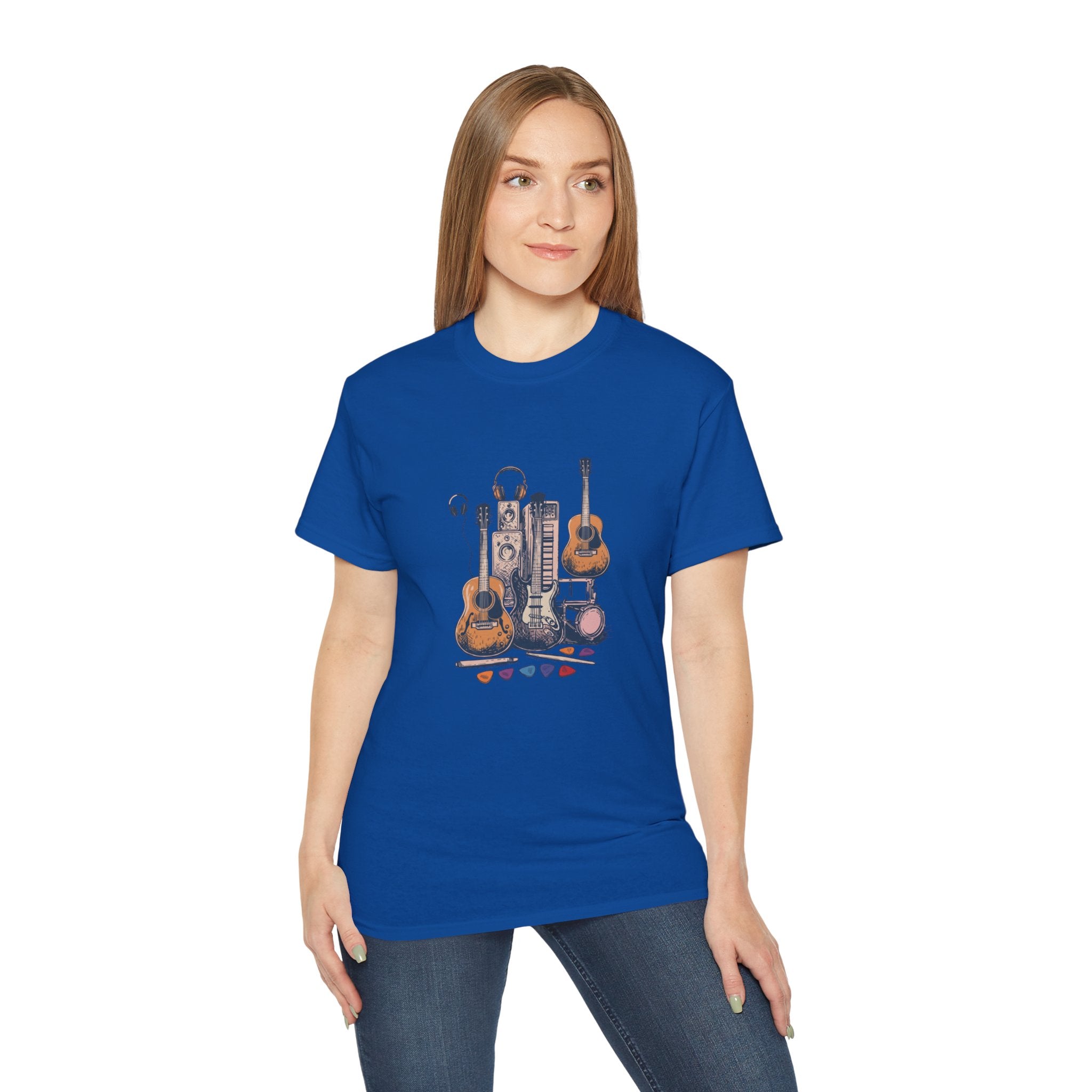 Acoustic Instrument Tee — Guitar, Ukulele & Headphones Graphic T-Shirt