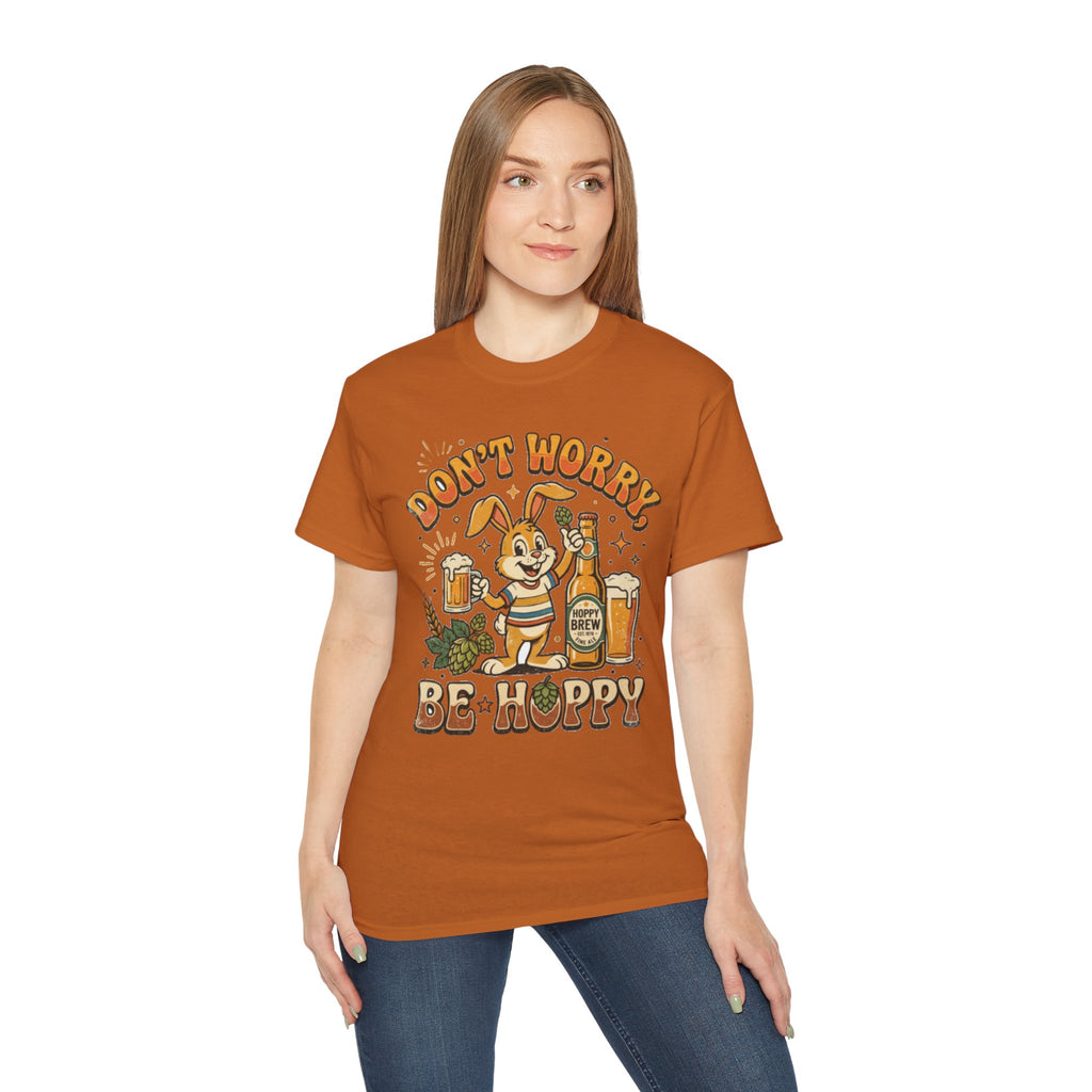 Be Hoppy Beer Bunny T-Shirt — Don’t Worry Be Hoppy Easter Brewery Tee