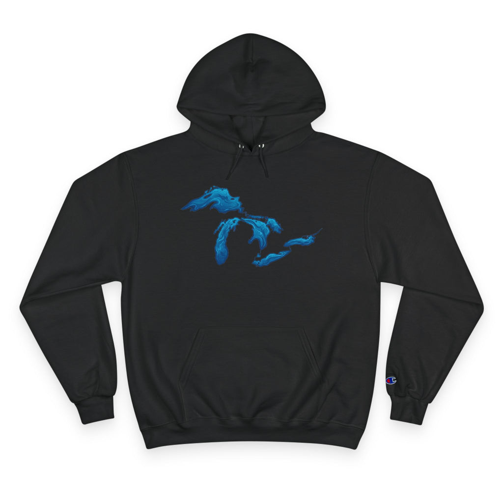 Great Lakes Map Hoodie — Blue Water Illustration on White