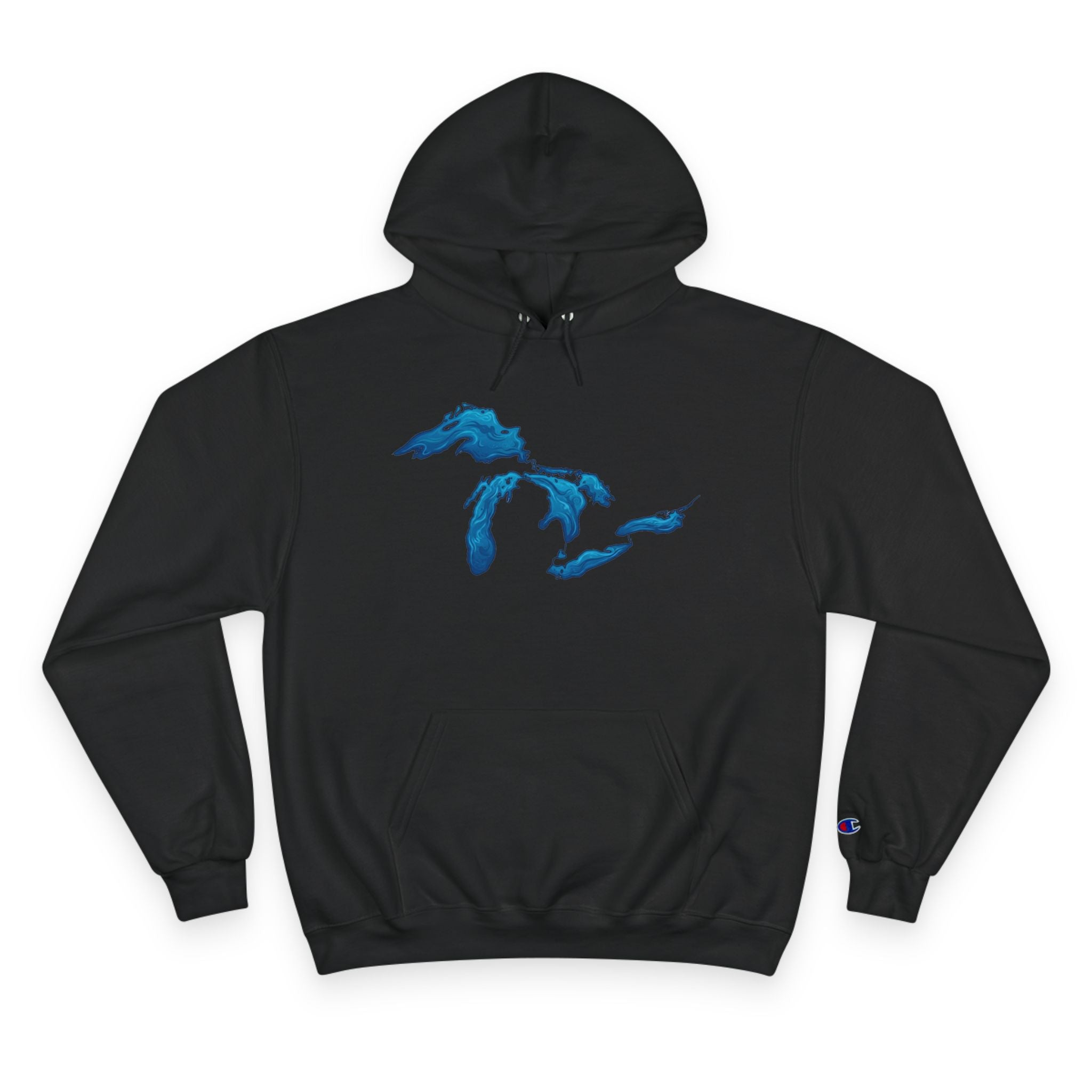 Great Lakes Map Hoodie — Blue Water Illustration on White