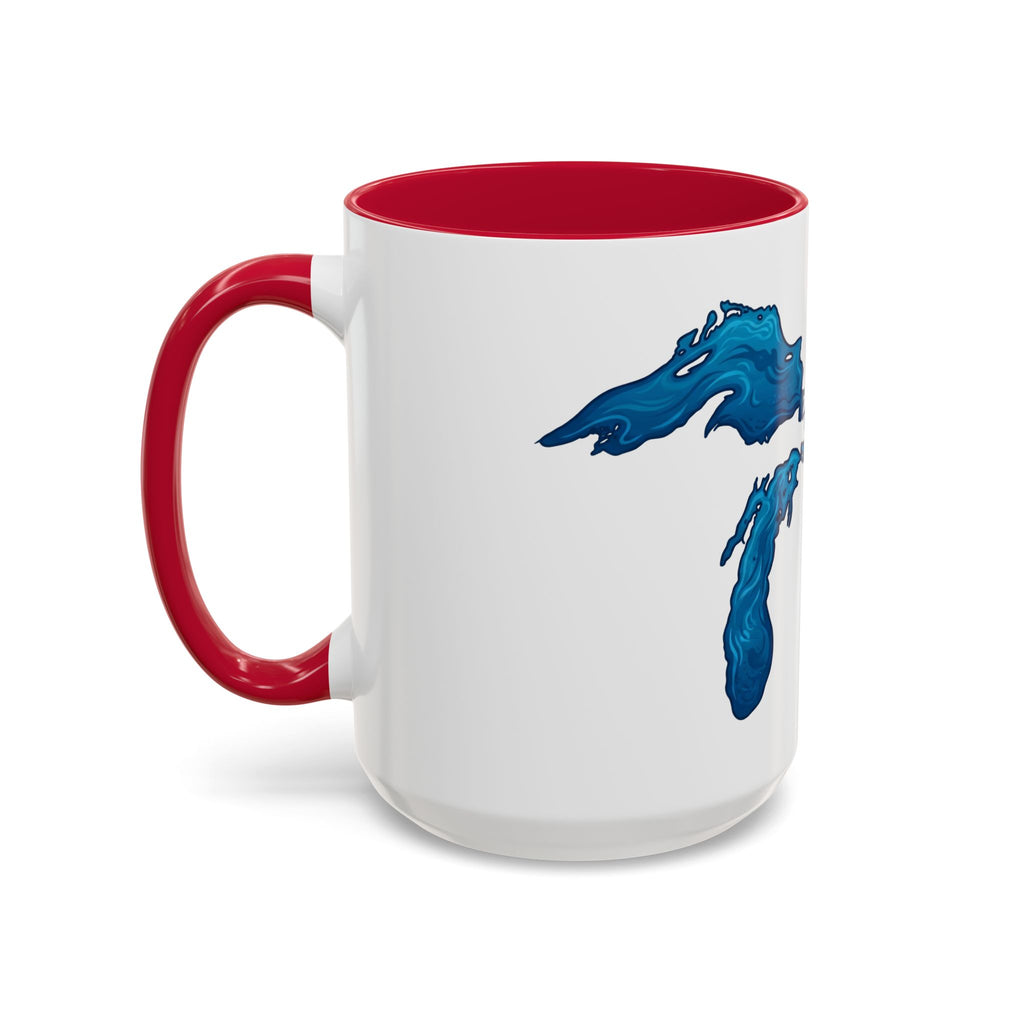 Great Lakes Blue Map Mug — Artistic Lake Michigan & Superior Coffee Cup (11oz/15oz)