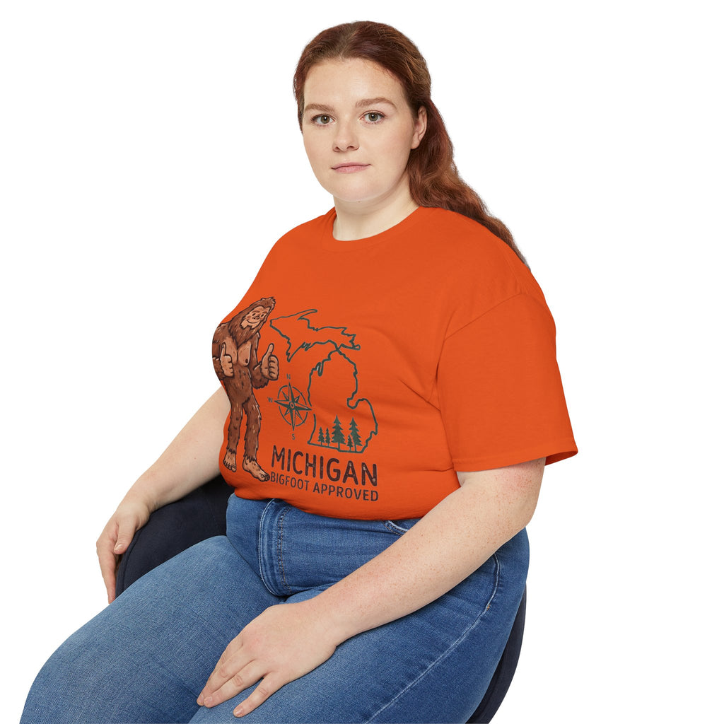 Michigan Bigfoot Approved T-Shirt — Vintage Sasquatch Thumb Up Tee