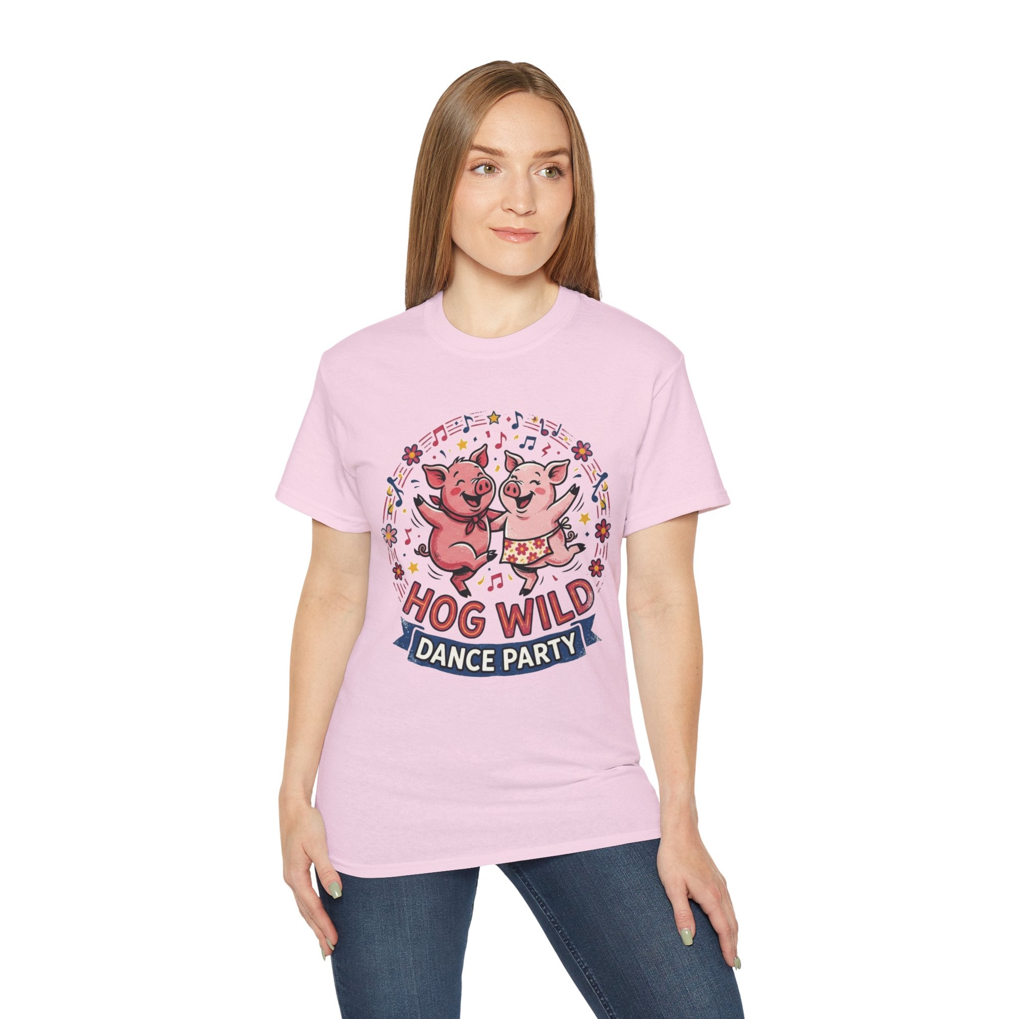 Hog Wild Dance Party Tee — Cute Dancing Pigs Graphic T-Shirt
