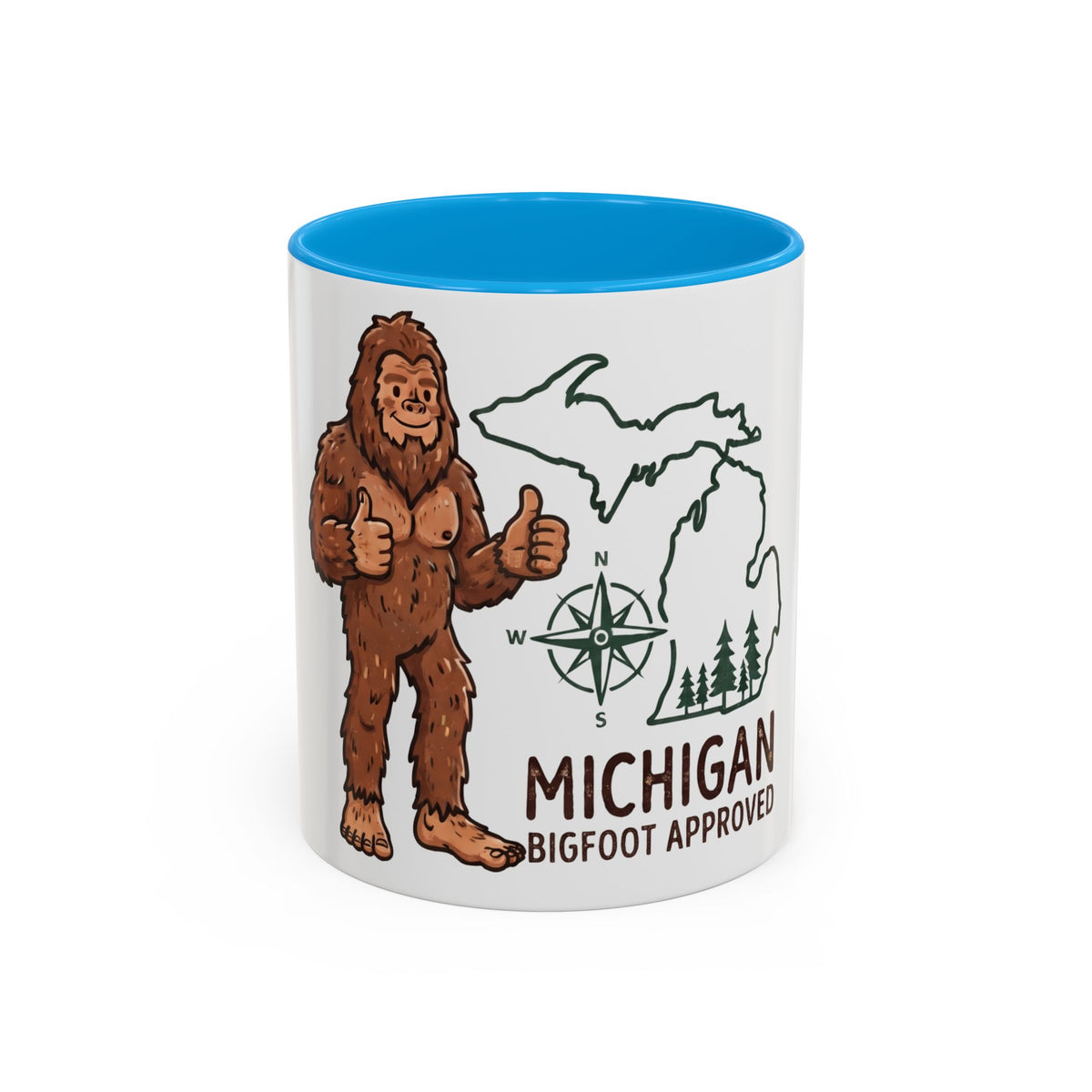 Michigan Bigfoot Approved Coffee Mug — Colorful 11oz/15oz Travel & Camping Gift
