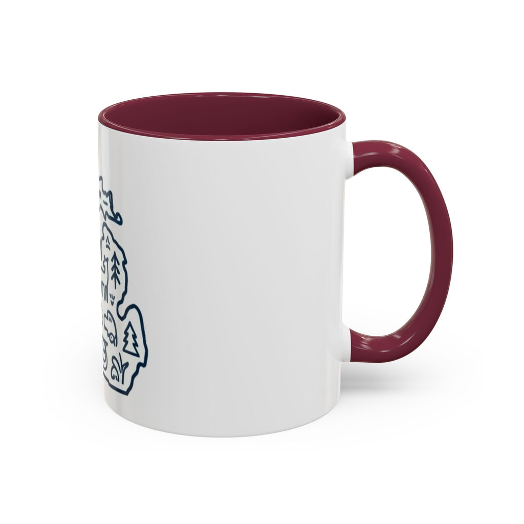 Michigan Outline Mug with UP & Outdoor Icons – Great Lakes State Coffee Cup (11oz/15oz)