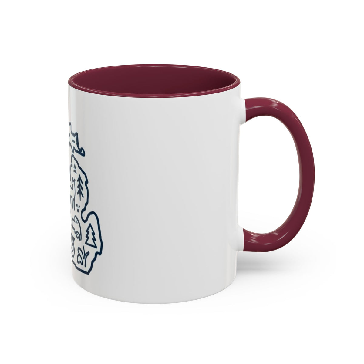 Michigan Outline Mug with UP & Outdoor Icons – Great Lakes State Coffee Cup (11oz/15oz)
