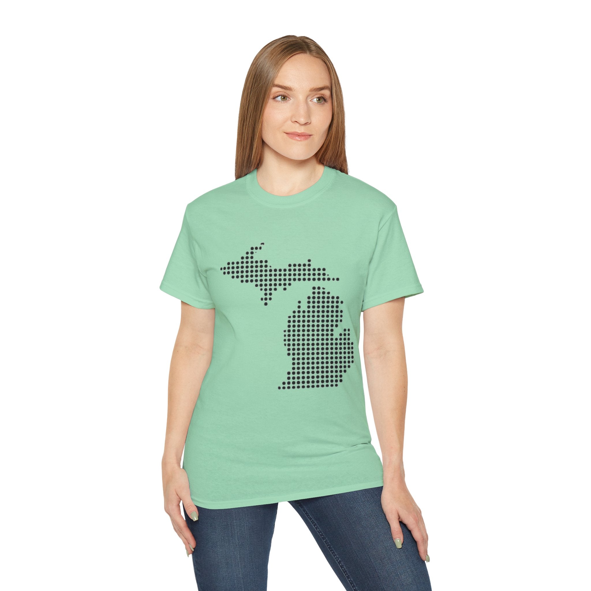 Michigan Dot Map T-Shirt — Minimal State Map Tee for Michiganders