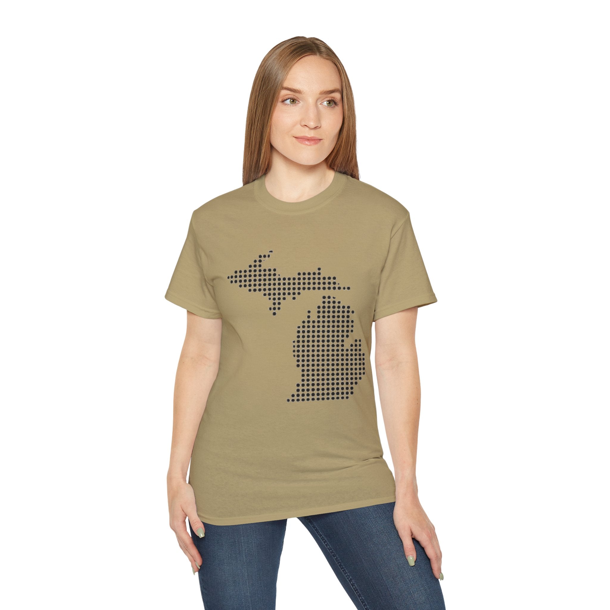 Michigan Dot Map T-Shirt — Minimal State Map Tee for Michiganders
