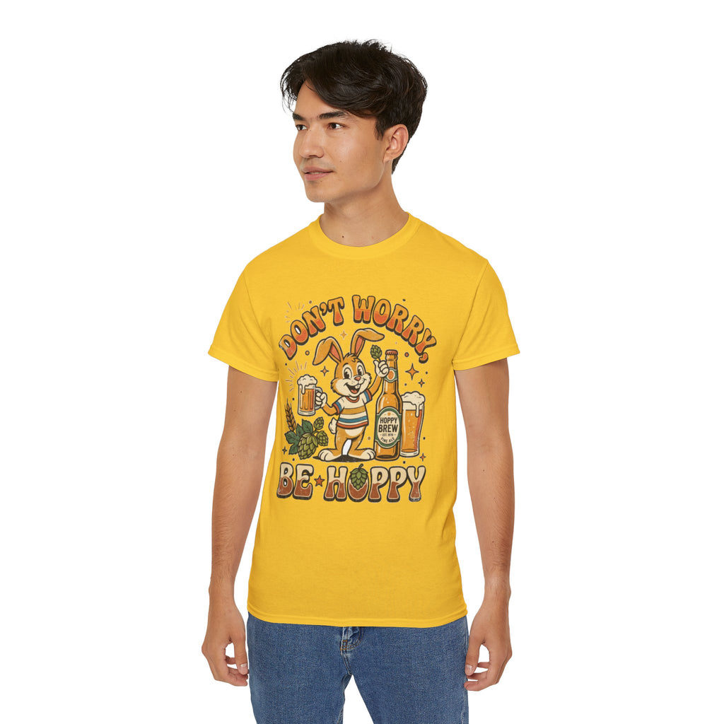 Be Hoppy Beer Bunny T-Shirt — Don’t Worry Be Hoppy Easter Brewery Tee