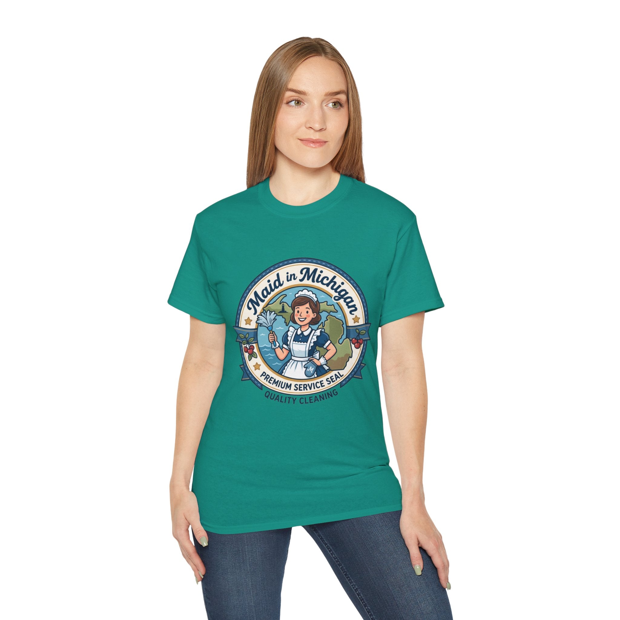 Maid in Michigan T-Shirt — Vintage Housekeeping Logo Tee