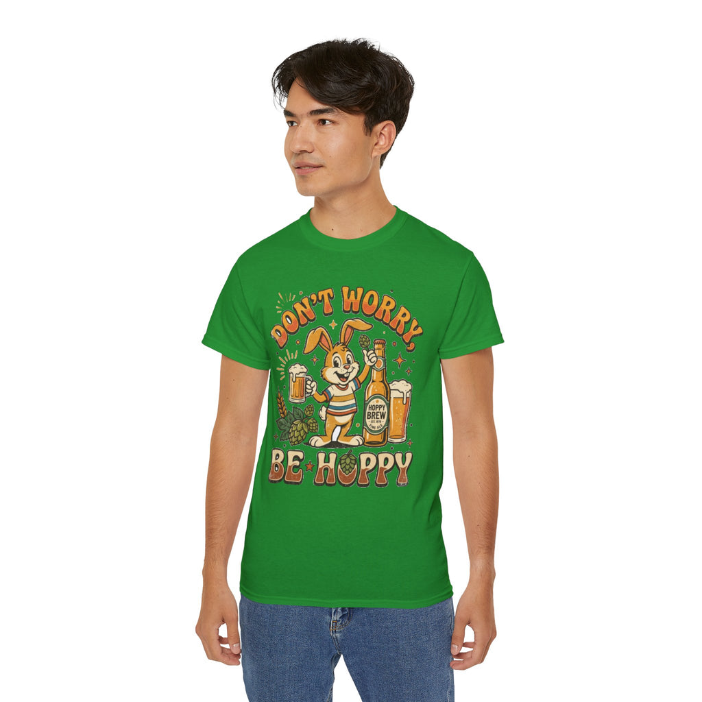 Be Hoppy Beer Bunny T-Shirt — Don’t Worry Be Hoppy Easter Brewery Tee