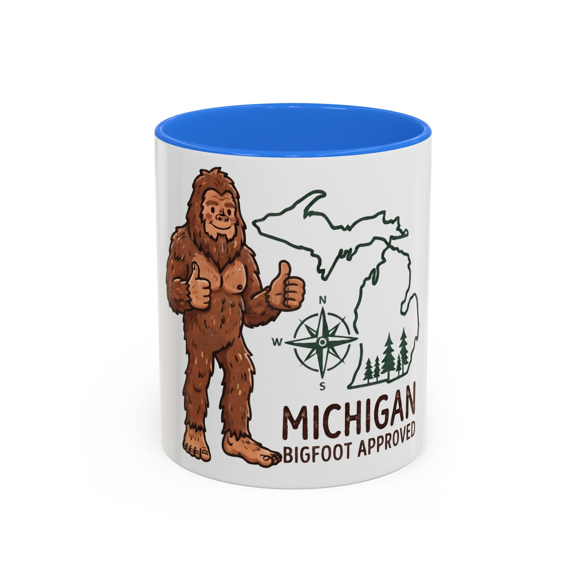Michigan Bigfoot Approved Coffee Mug — Colorful 11oz/15oz Travel & Camping Gift