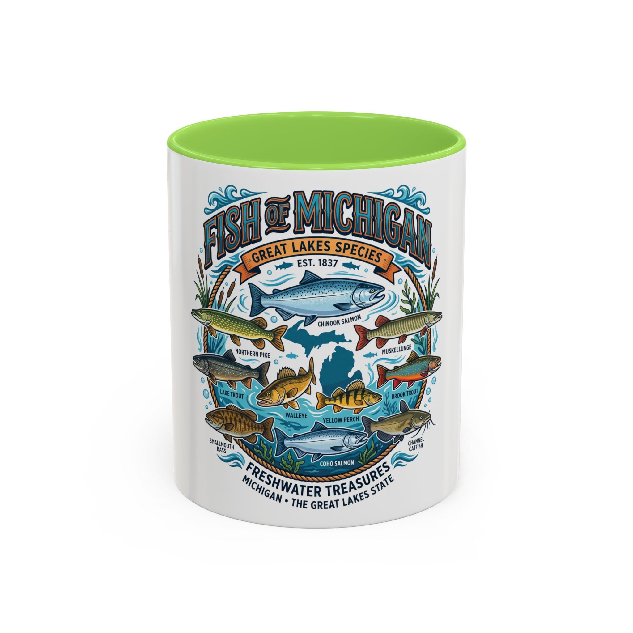 Fish of Michigan Mug — Great Lakes Freshwater Fish Illustration (11oz & 15oz)