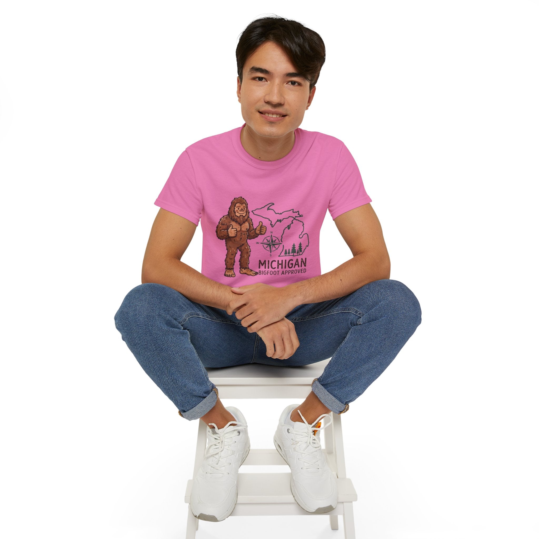 Michigan Bigfoot Approved T-Shirt — Vintage Sasquatch Thumb Up Tee