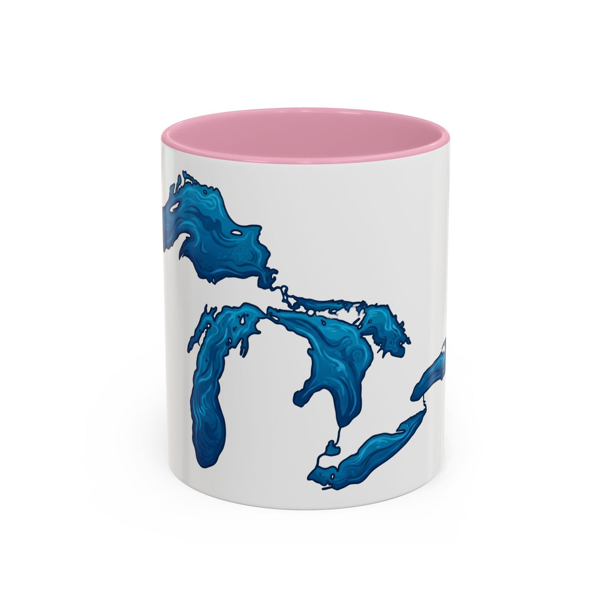 Great Lakes Blue Map Mug — Artistic Lake Michigan & Superior Coffee Cup (11oz/15oz)