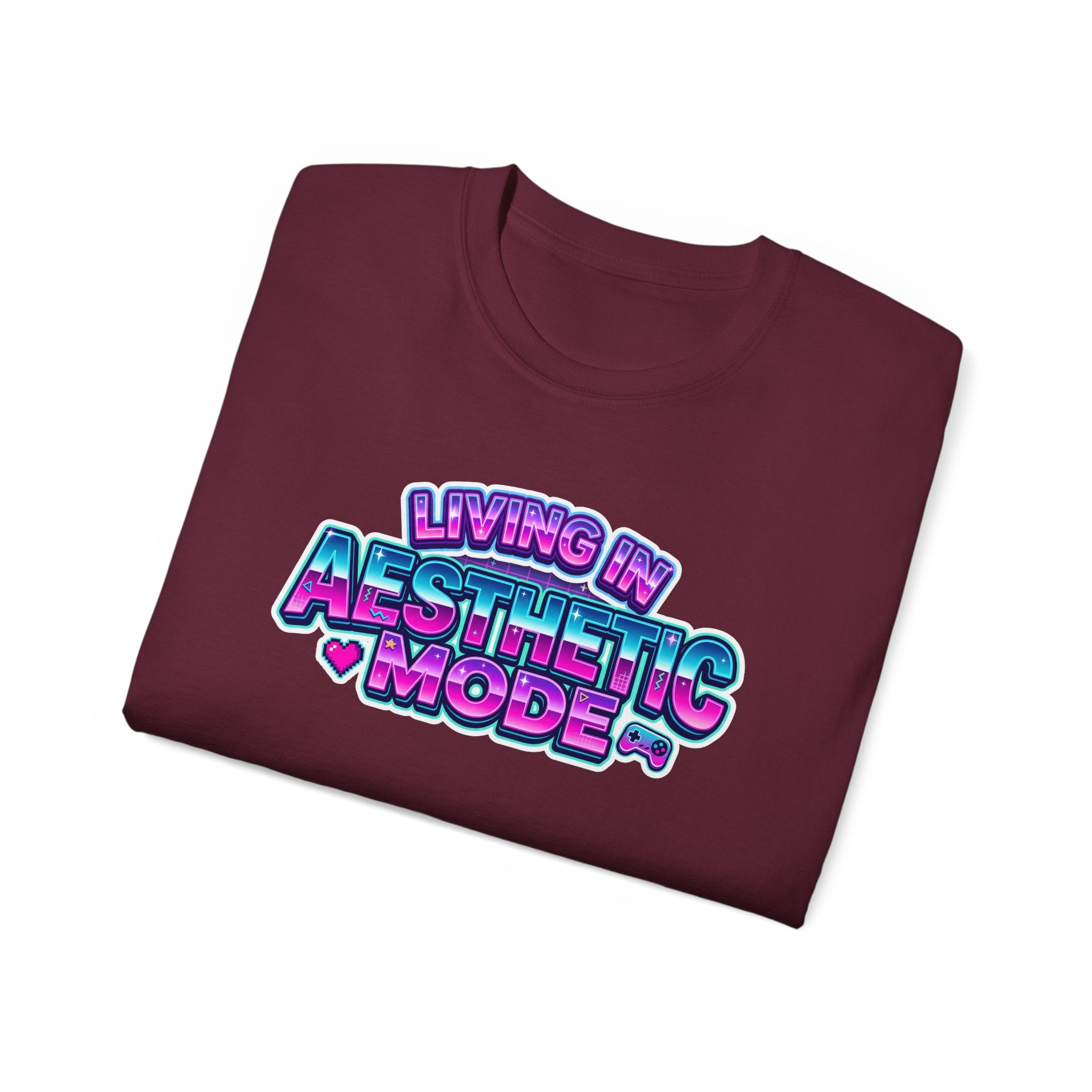 "Living in Aesthetic Mode" Retro Vaporwave Graphic Tee