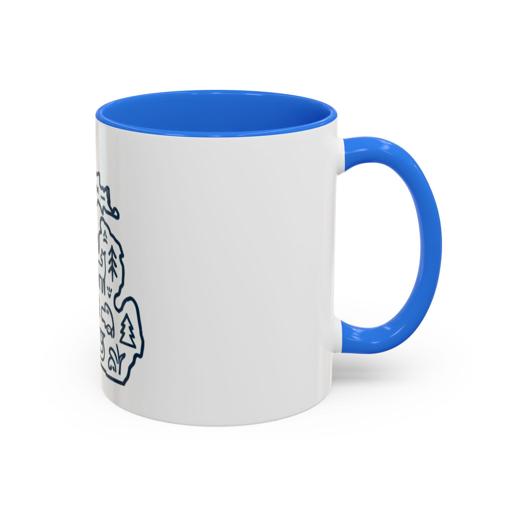 Michigan Outline Mug with UP & Outdoor Icons – Great Lakes State Coffee Cup (11oz/15oz)