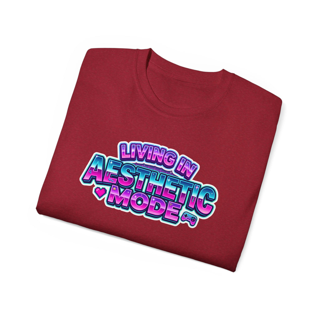 "Living in Aesthetic Mode" Retro Vaporwave Graphic Tee
