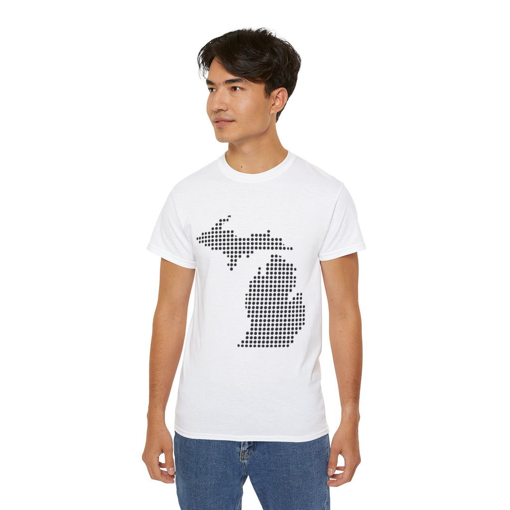 Michigan Dot Map T-Shirt — Minimal State Map Tee for Michiganders