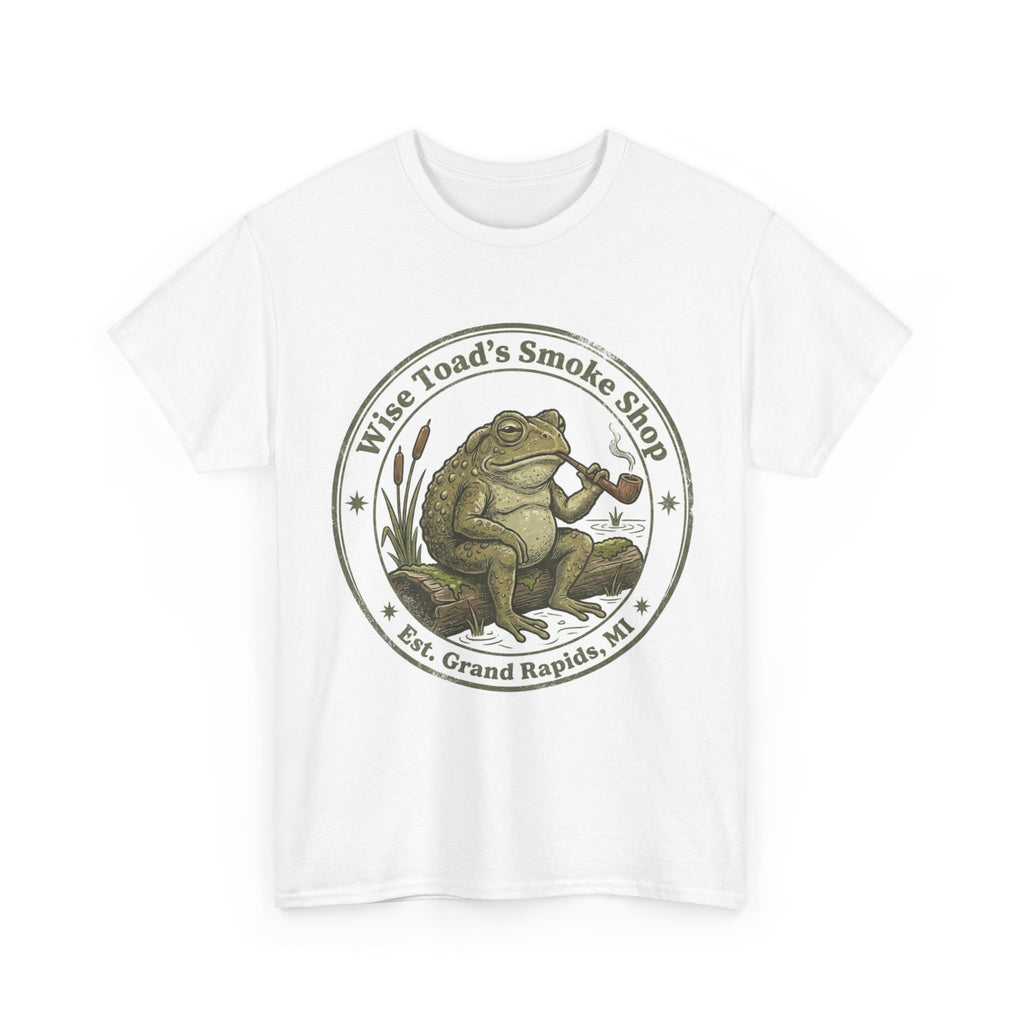 Wise Toad's Smoke Shop T-shirt - Novelty Logo Toad Smoking Pipe T-shirt