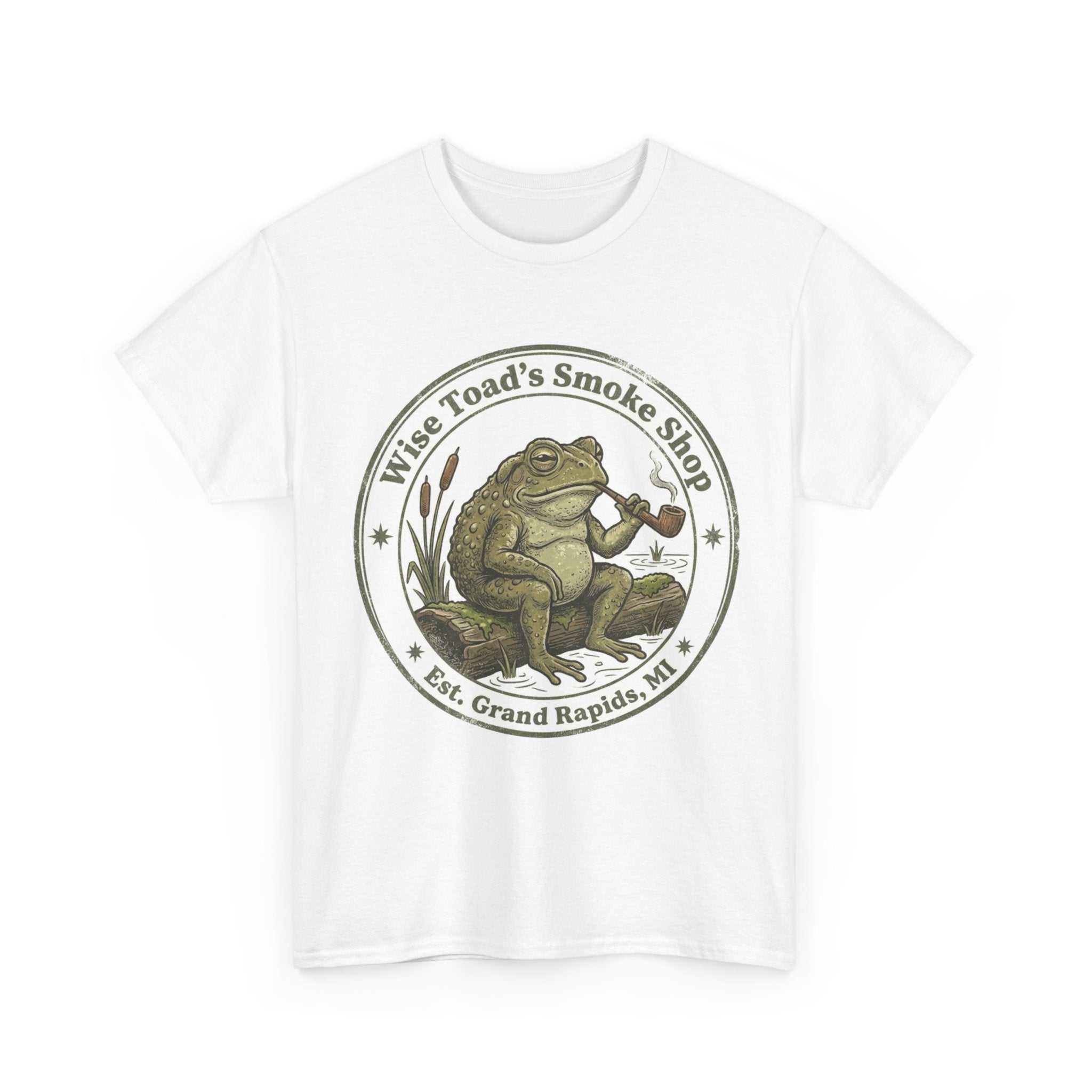 Wise Toad's Smoke Shop T-shirt - Novelty Logo Toad Smoking Pipe T-shirt