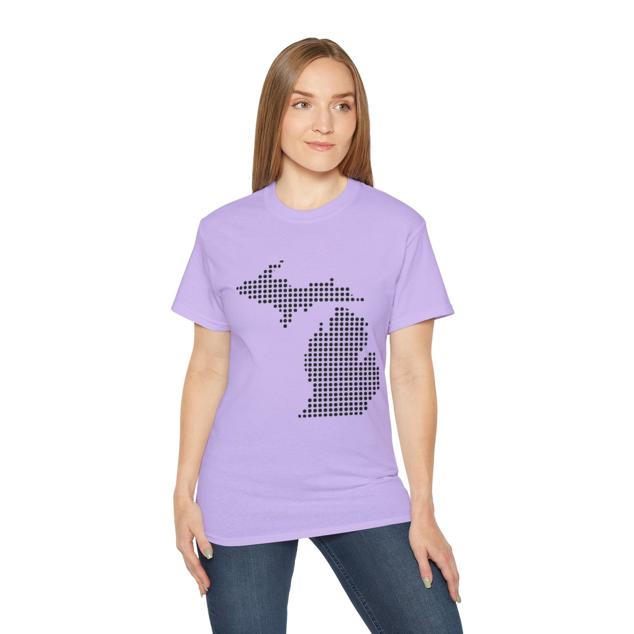 Michigan Dot Map T-Shirt — Minimal State Map Tee for Michiganders