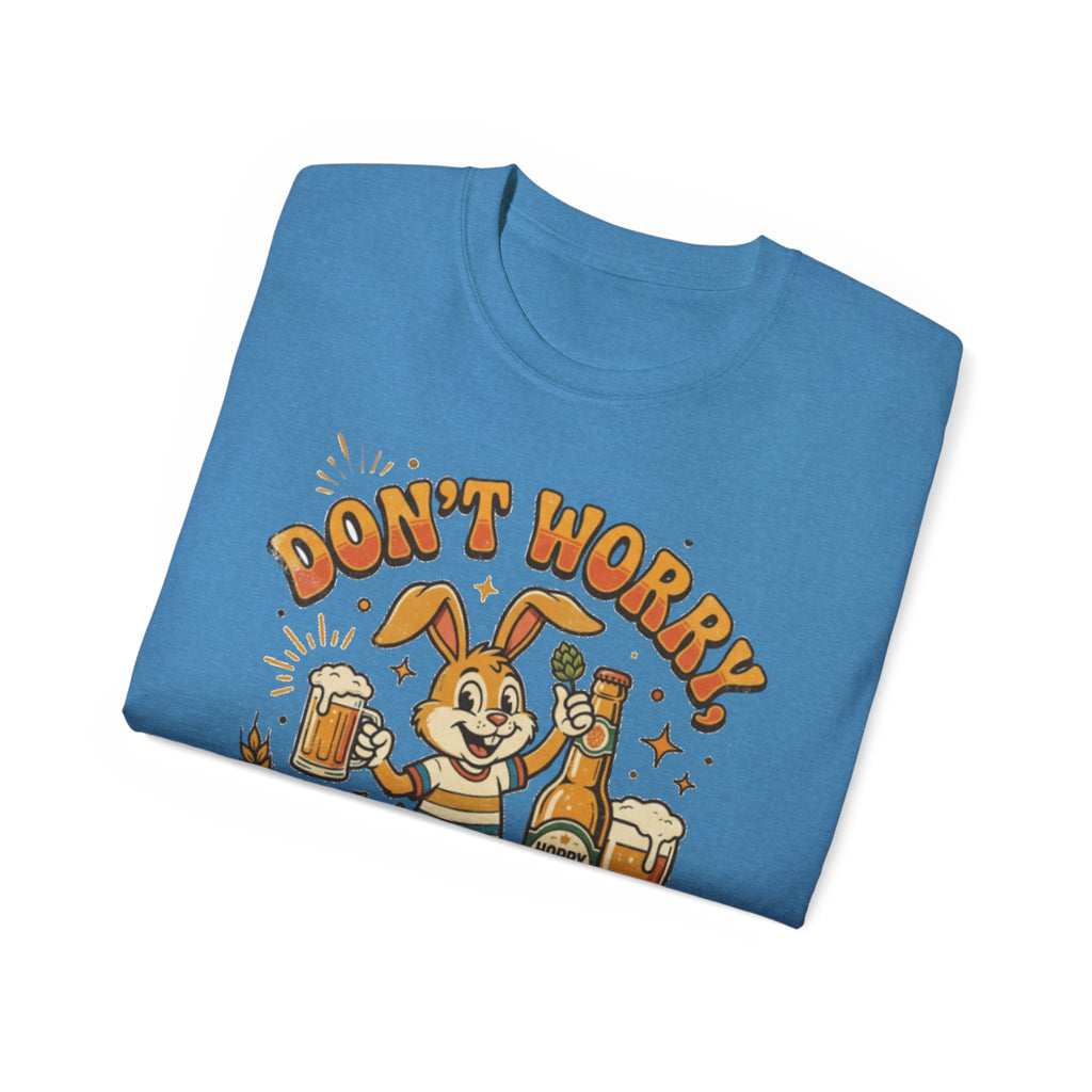 Be Hoppy Beer Bunny T-Shirt — Don’t Worry Be Hoppy Easter Brewery Tee
