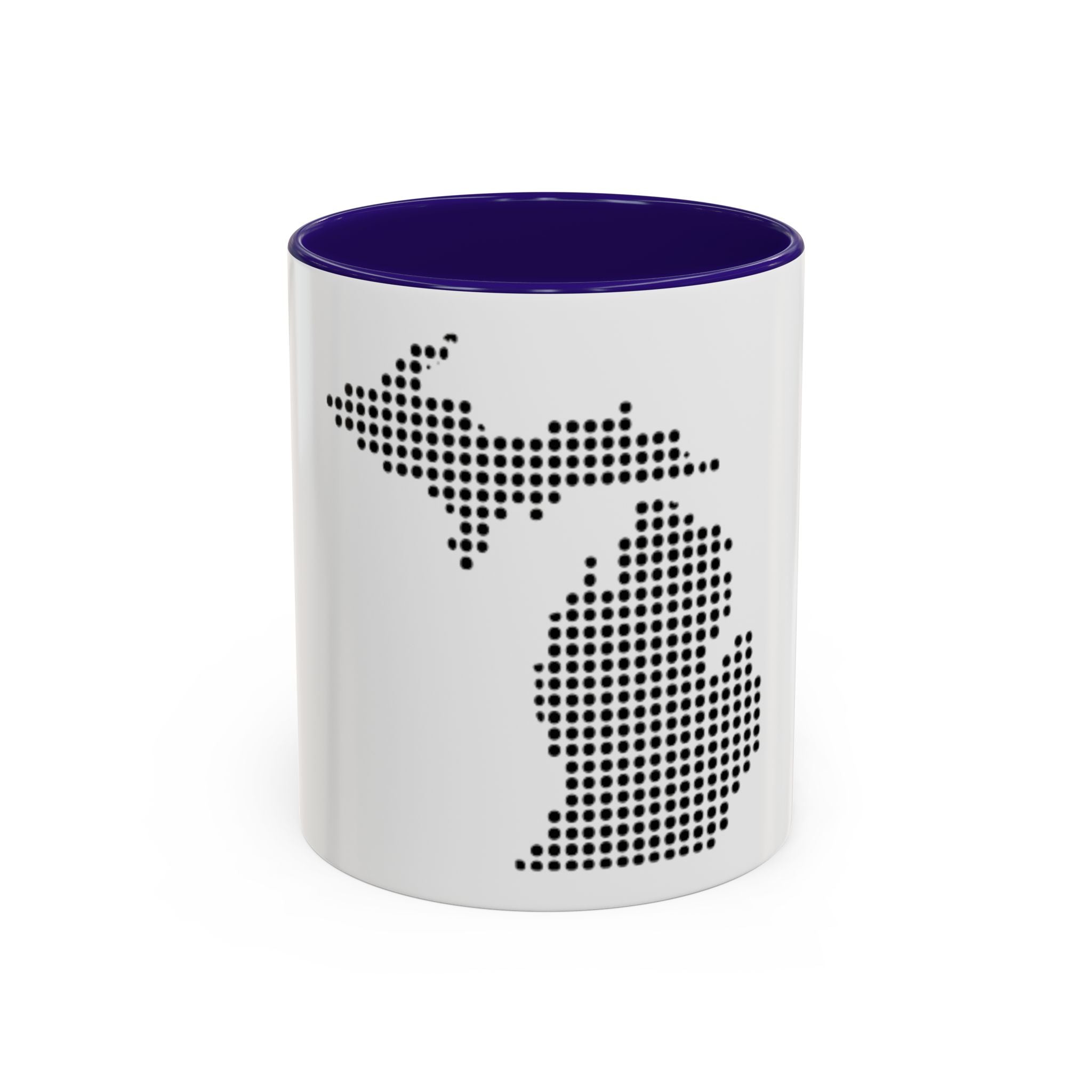 Michigan Dot Map Mug — Modern Minimalist Michigan State Coffee Cup (11oz/15oz)