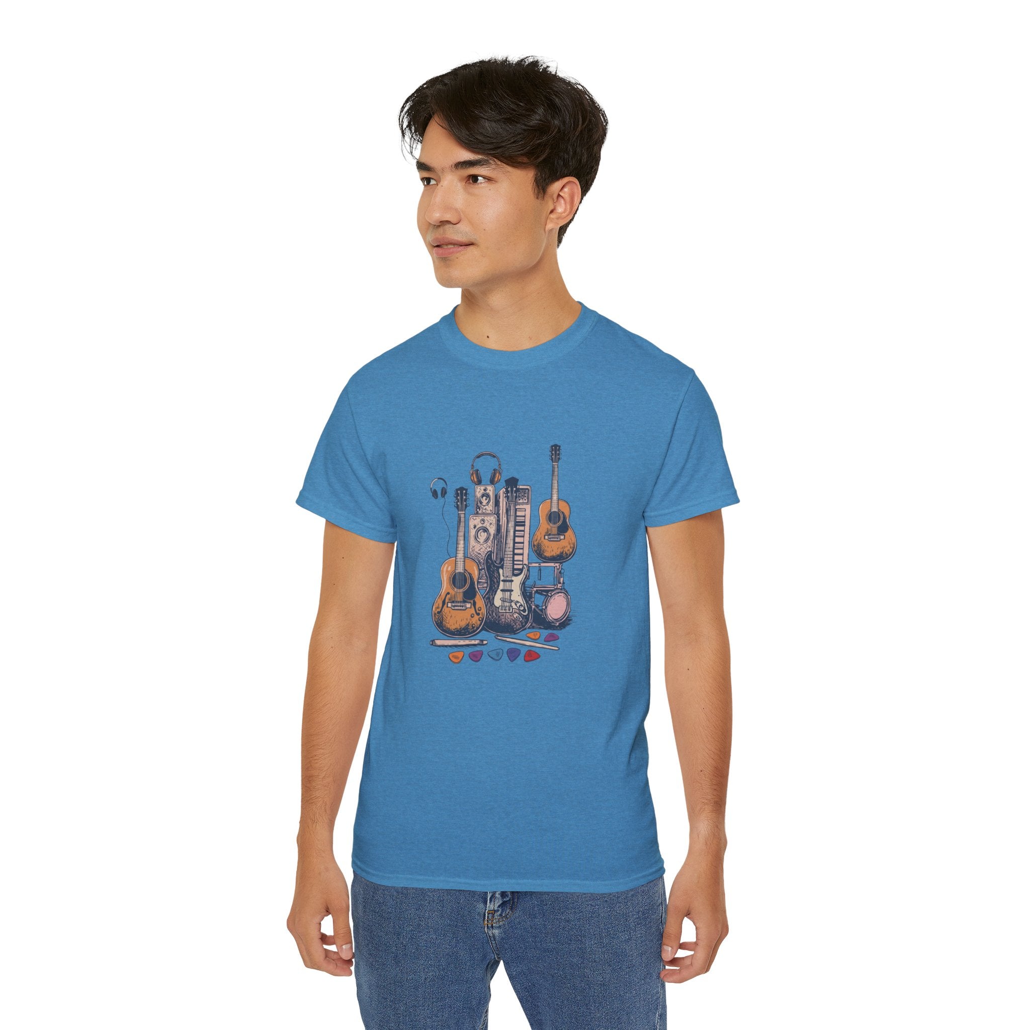 Acoustic Instrument Tee — Guitar, Ukulele & Headphones Graphic T-Shirt
