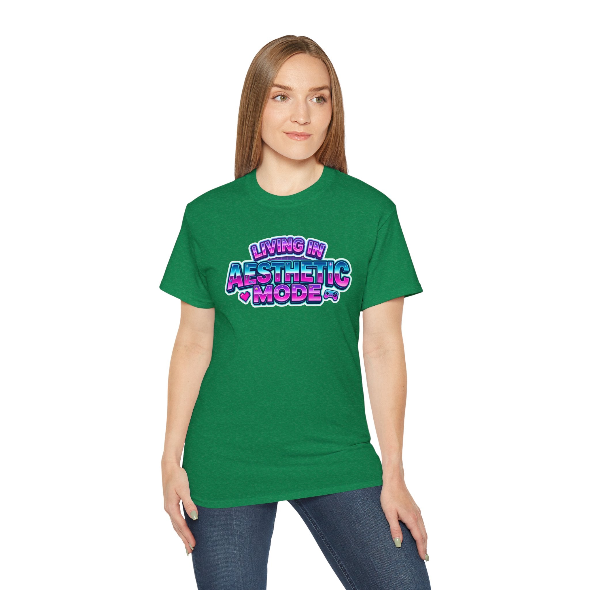 "Living in Aesthetic Mode" Retro Vaporwave Graphic Tee