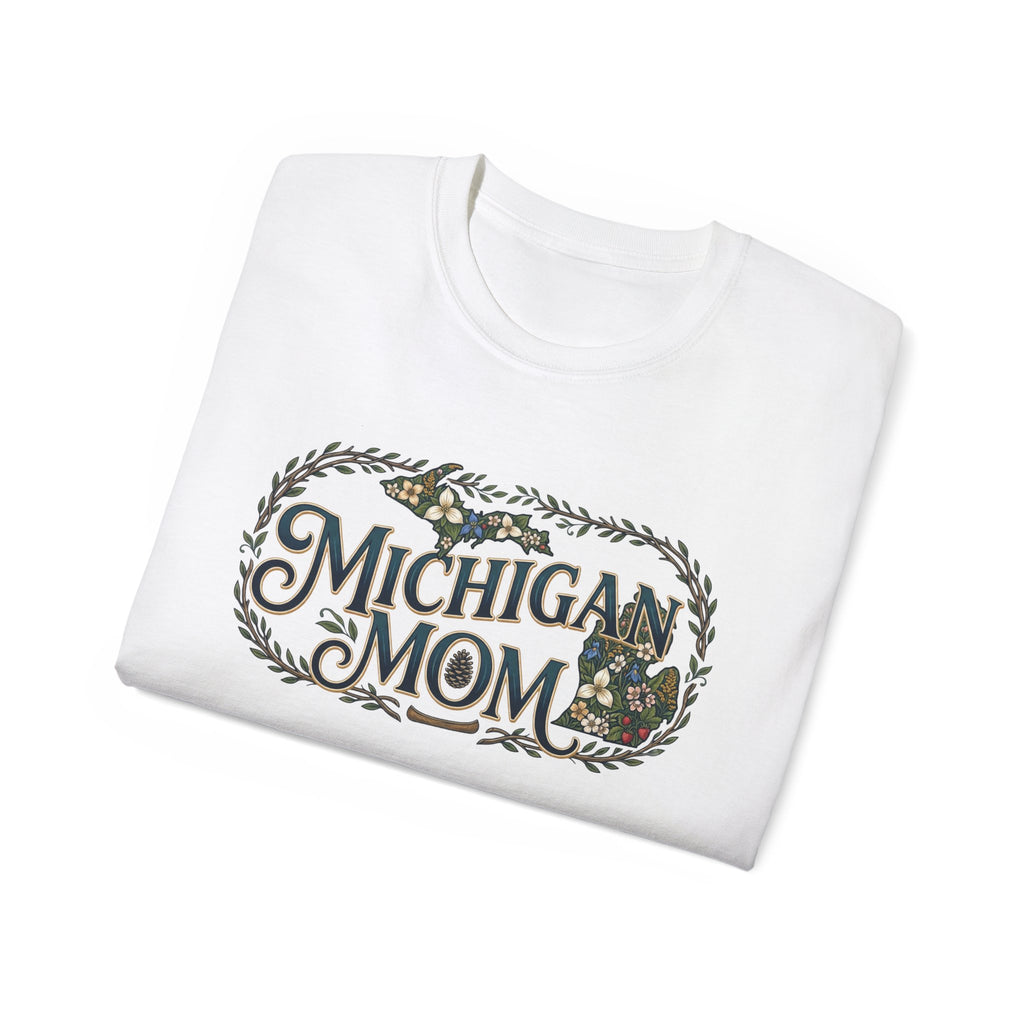 Michigan Mom T-Shirt – Floral State Pride Tee for Moms