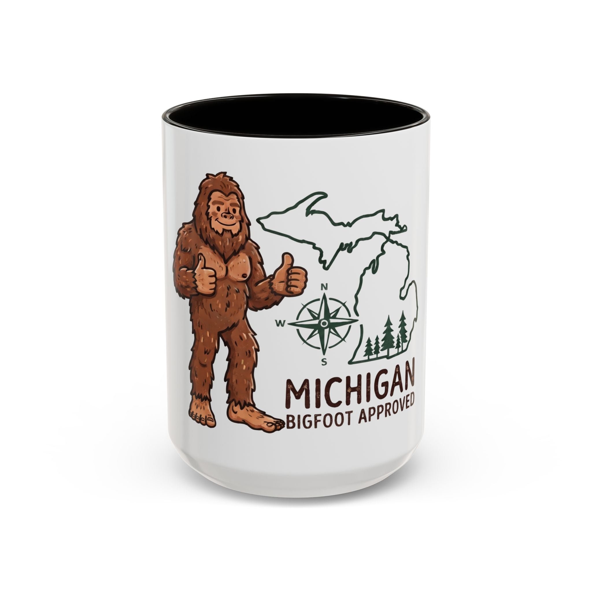 Michigan Bigfoot Approved Coffee Mug — Colorful 11oz/15oz Travel & Camping Gift