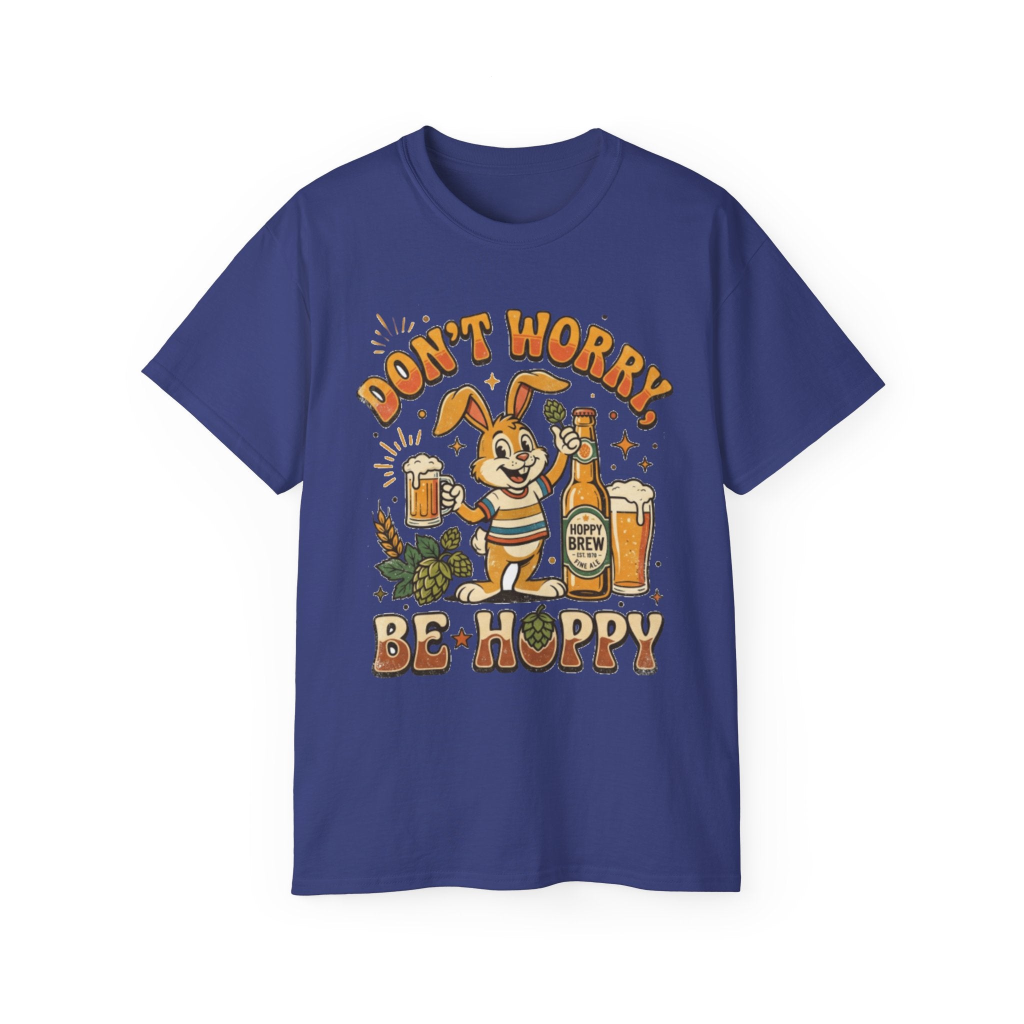 Be Hoppy Beer Bunny T-Shirt — Don’t Worry Be Hoppy Easter Brewery Tee