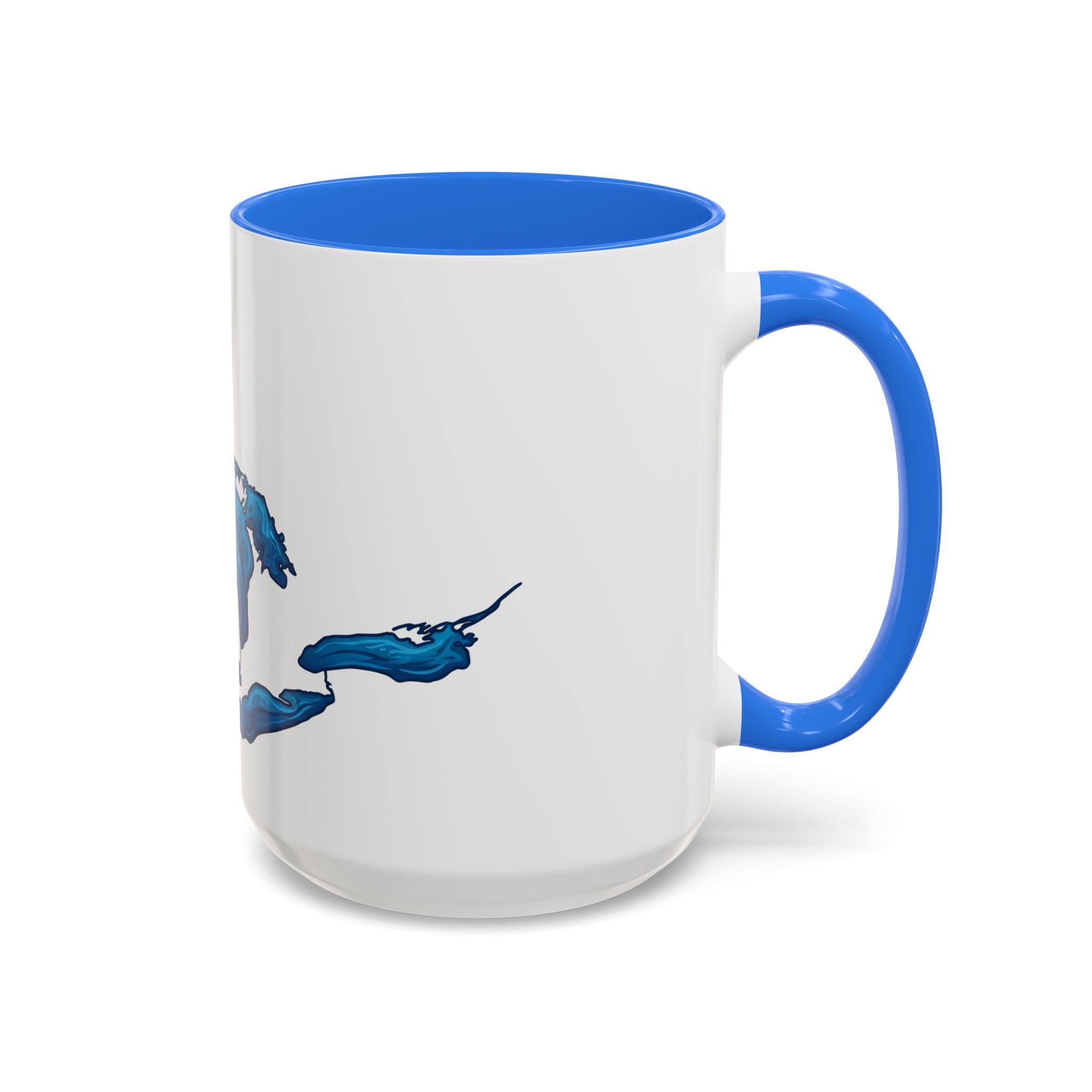 Great Lakes Blue Map Mug — Artistic Lake Michigan & Superior Coffee Cup (11oz/15oz)
