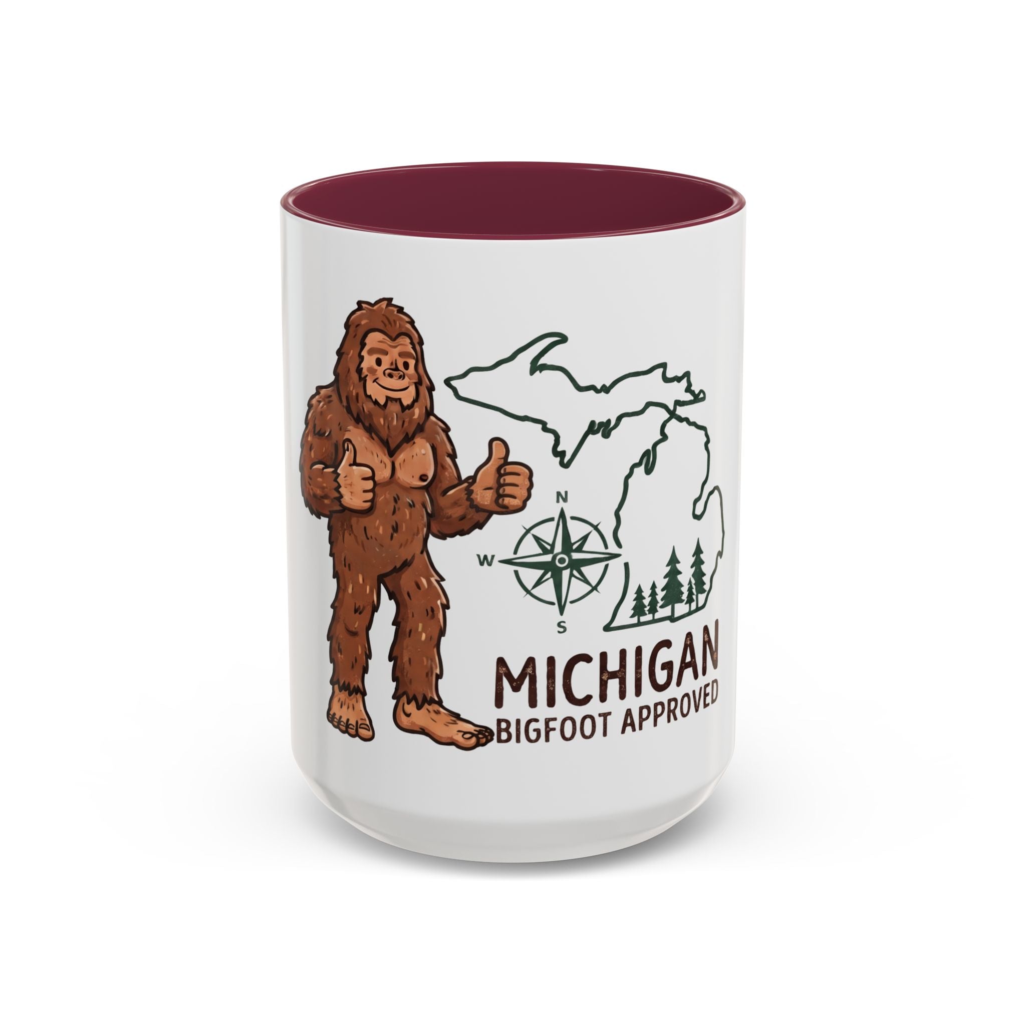 Michigan Bigfoot Approved Coffee Mug — Colorful 11oz/15oz Travel & Camping Gift