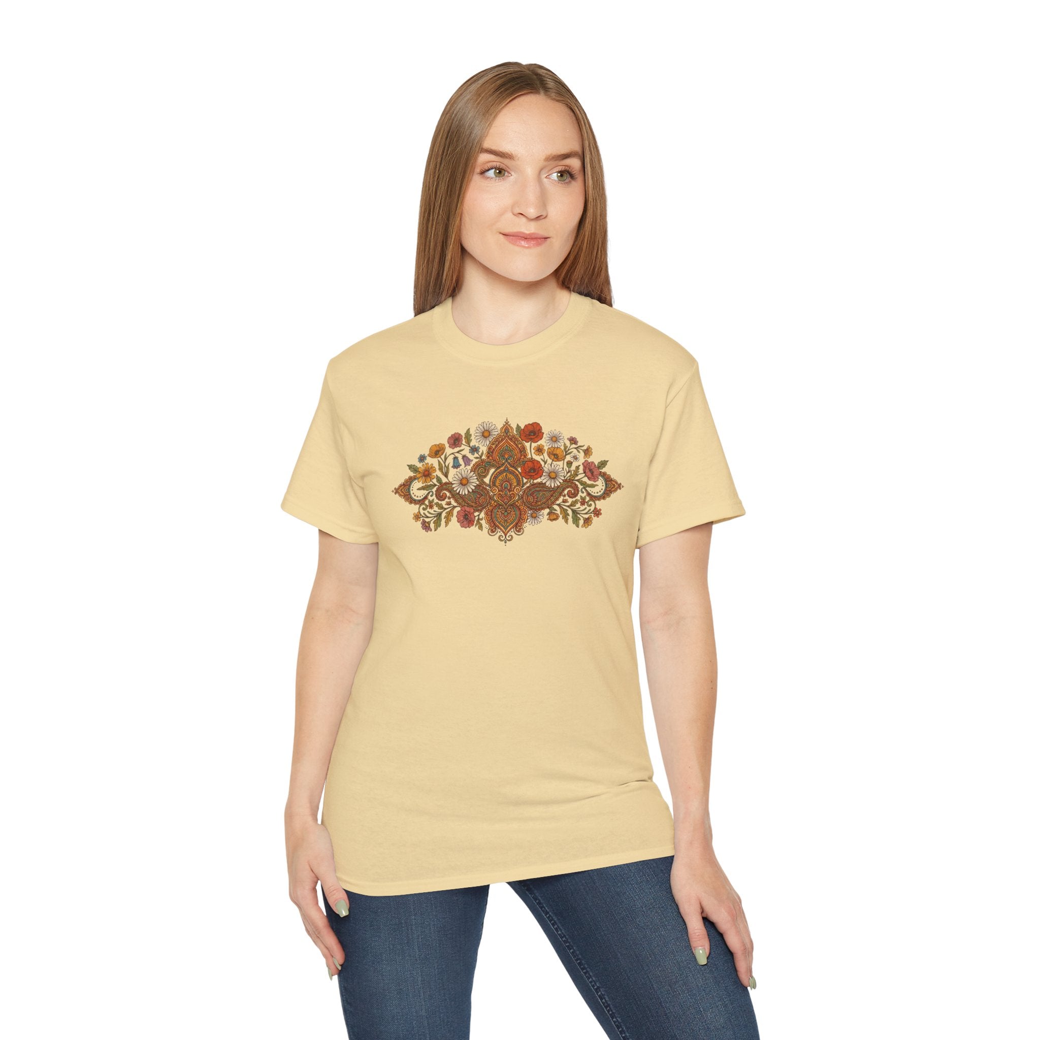 Retro Floral Tee — Vintage Brown Flower Bouquet Graphic