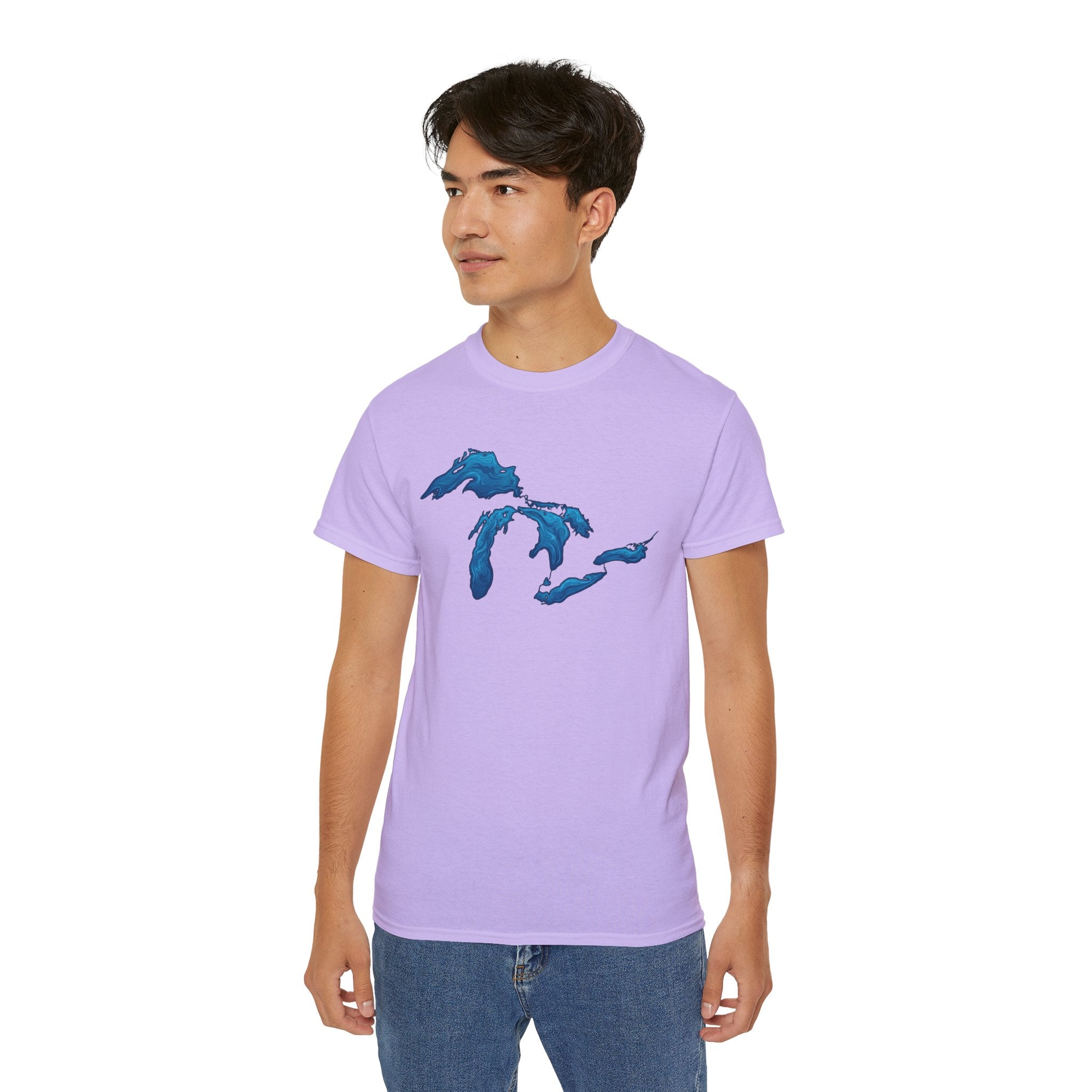 Great Lakes Map T-Shirt — Stylized Blue Lakes Tee