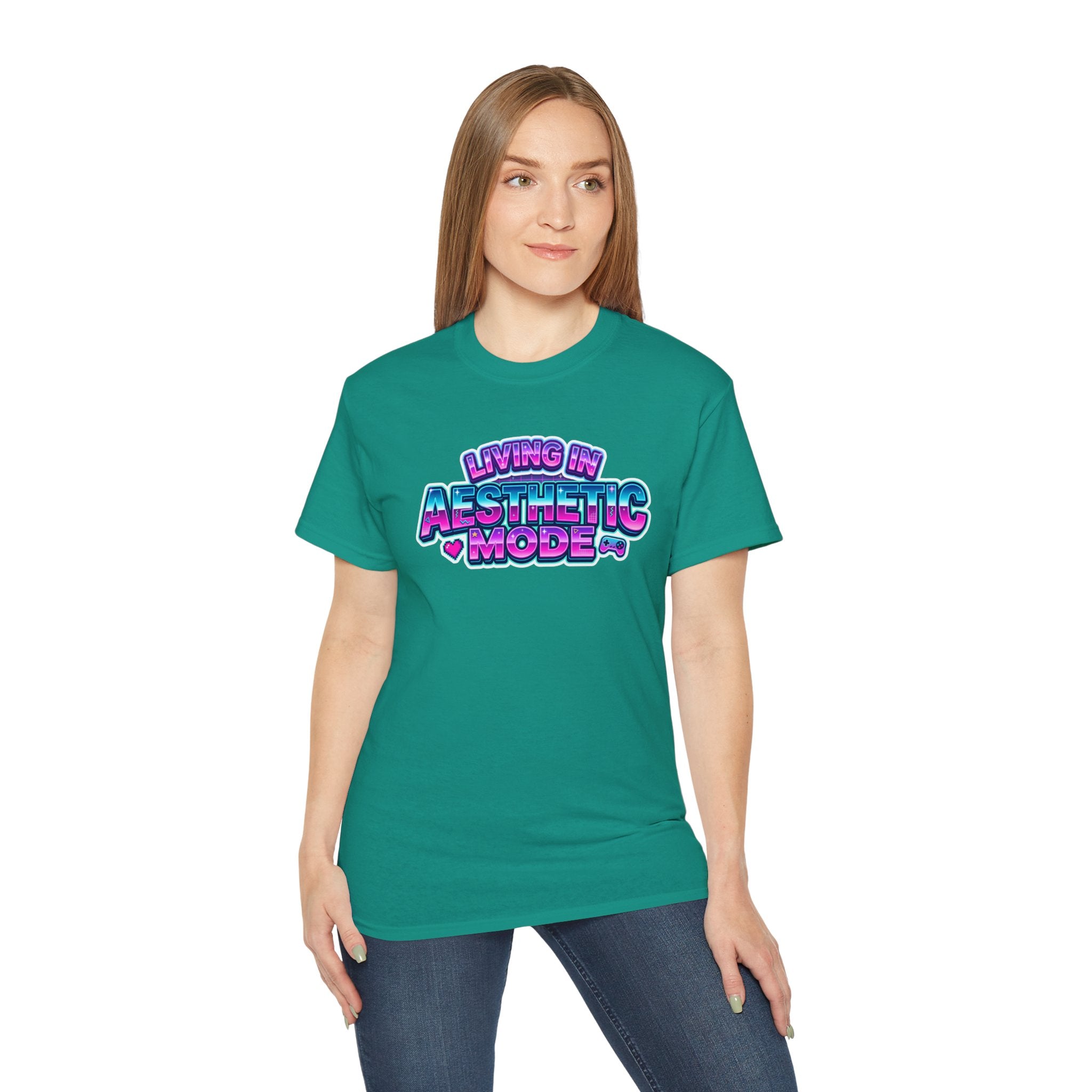 "Living in Aesthetic Mode" Retro Vaporwave Graphic Tee